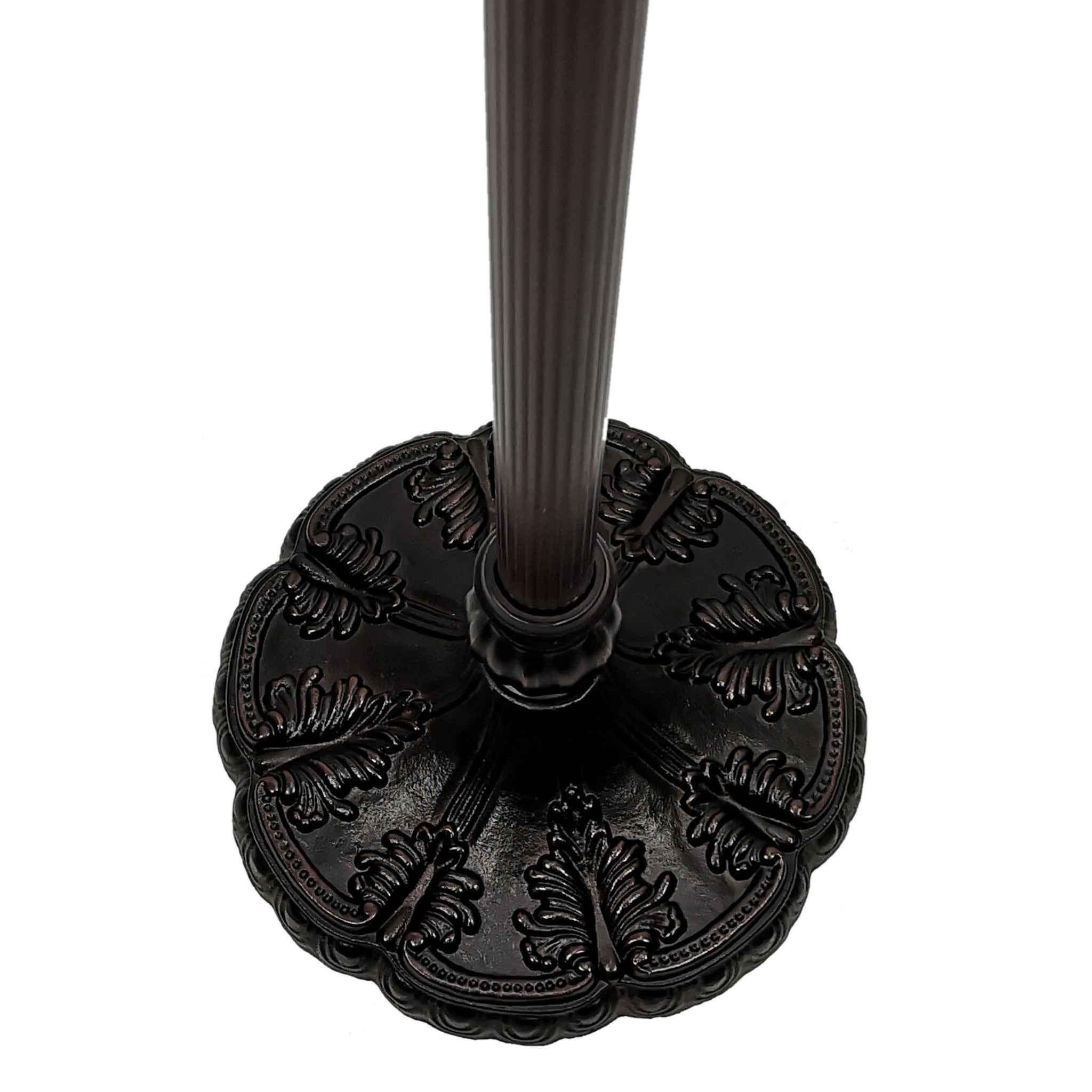 63" Brown Two Light Traditional Shaped Floor Lamp With White Stained Glass Bowl Shade