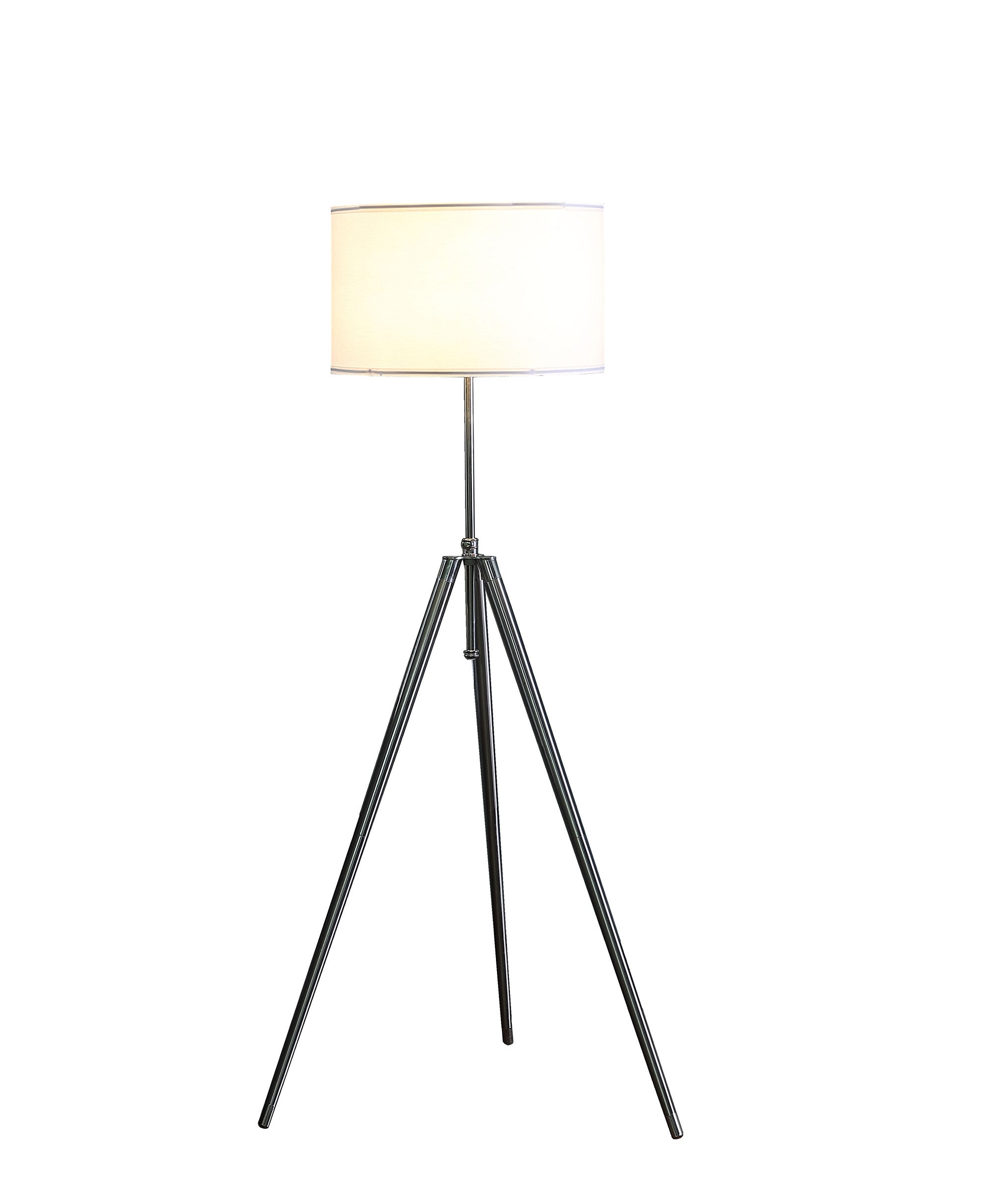 64" Silver Adjustable Tripod Floor Lamp With White Fabric Shade - Lighting