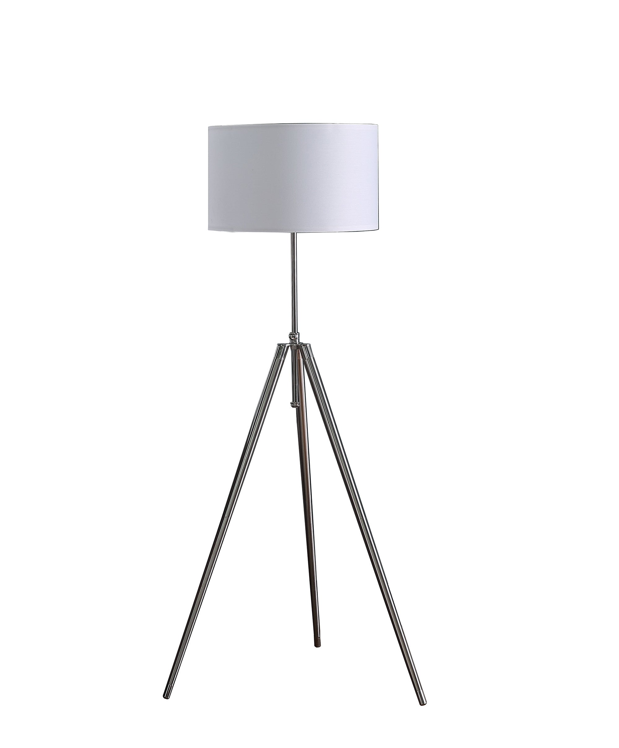 64" Silver Adjustable Tripod Floor Lamp With White Fabric Shade - Lighting