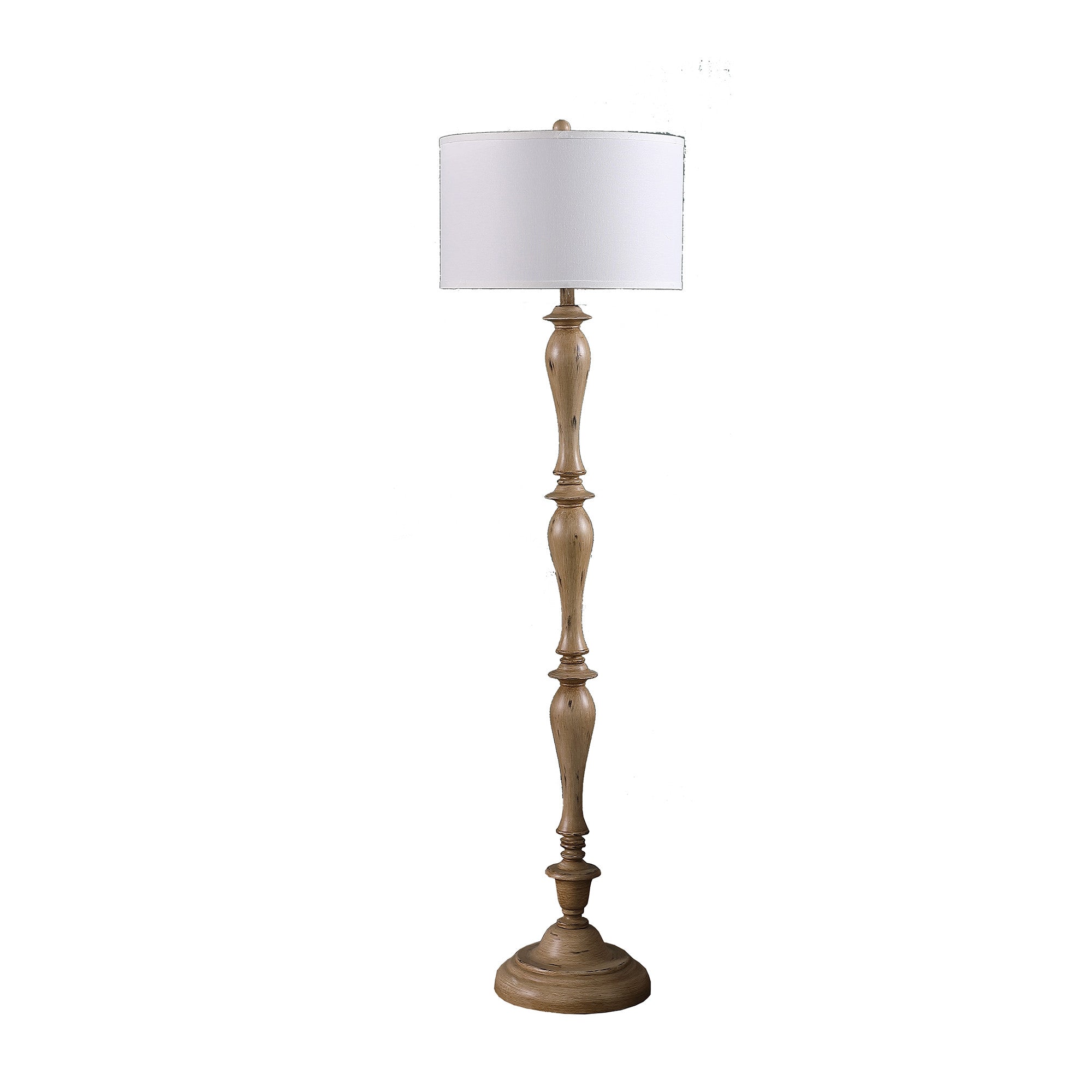 62" Brown And White Polyresin Floor Lamp With White Fabric Shade - Lighting