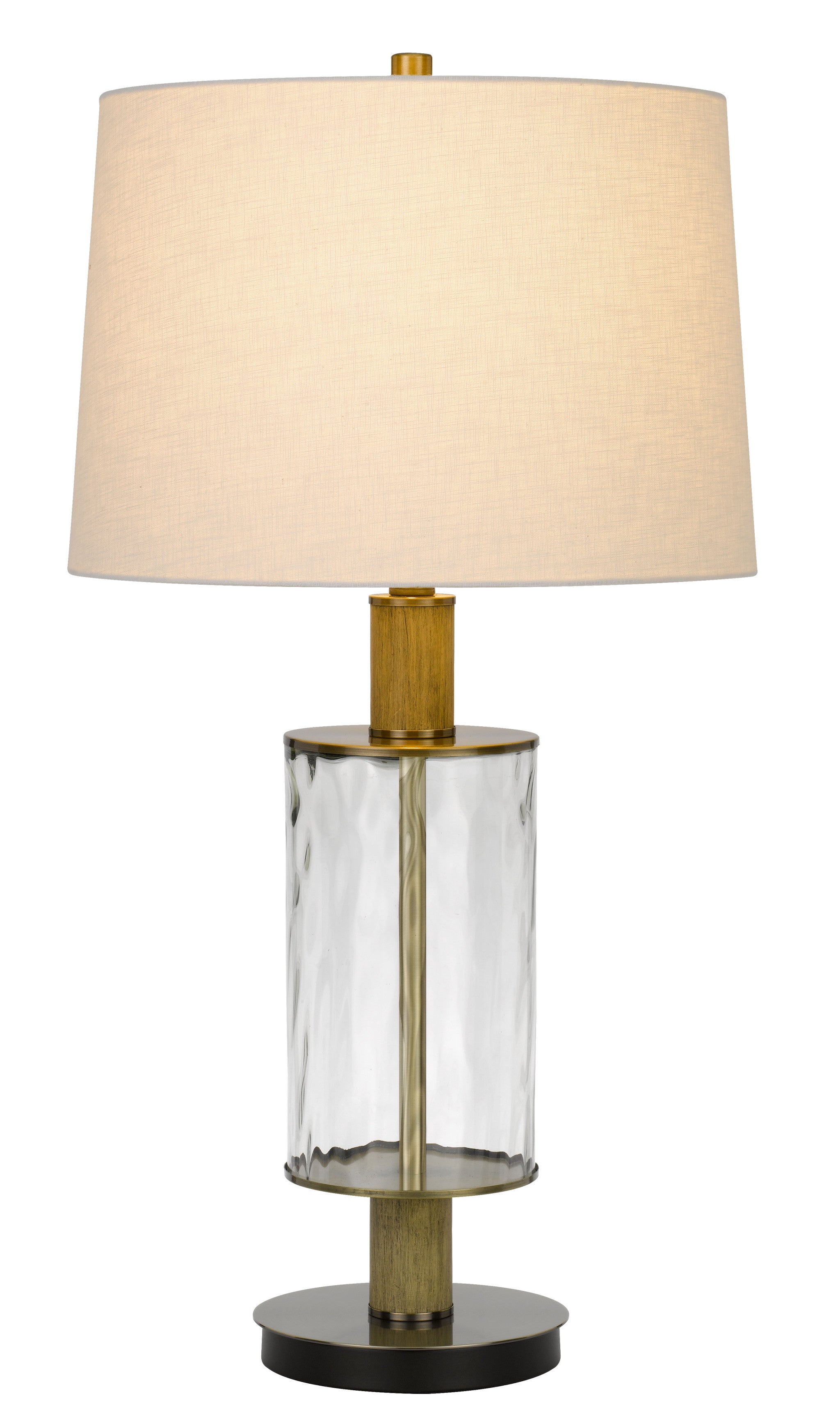 31" Clear Metal Table Lamp With White Empire Shade - Lighting