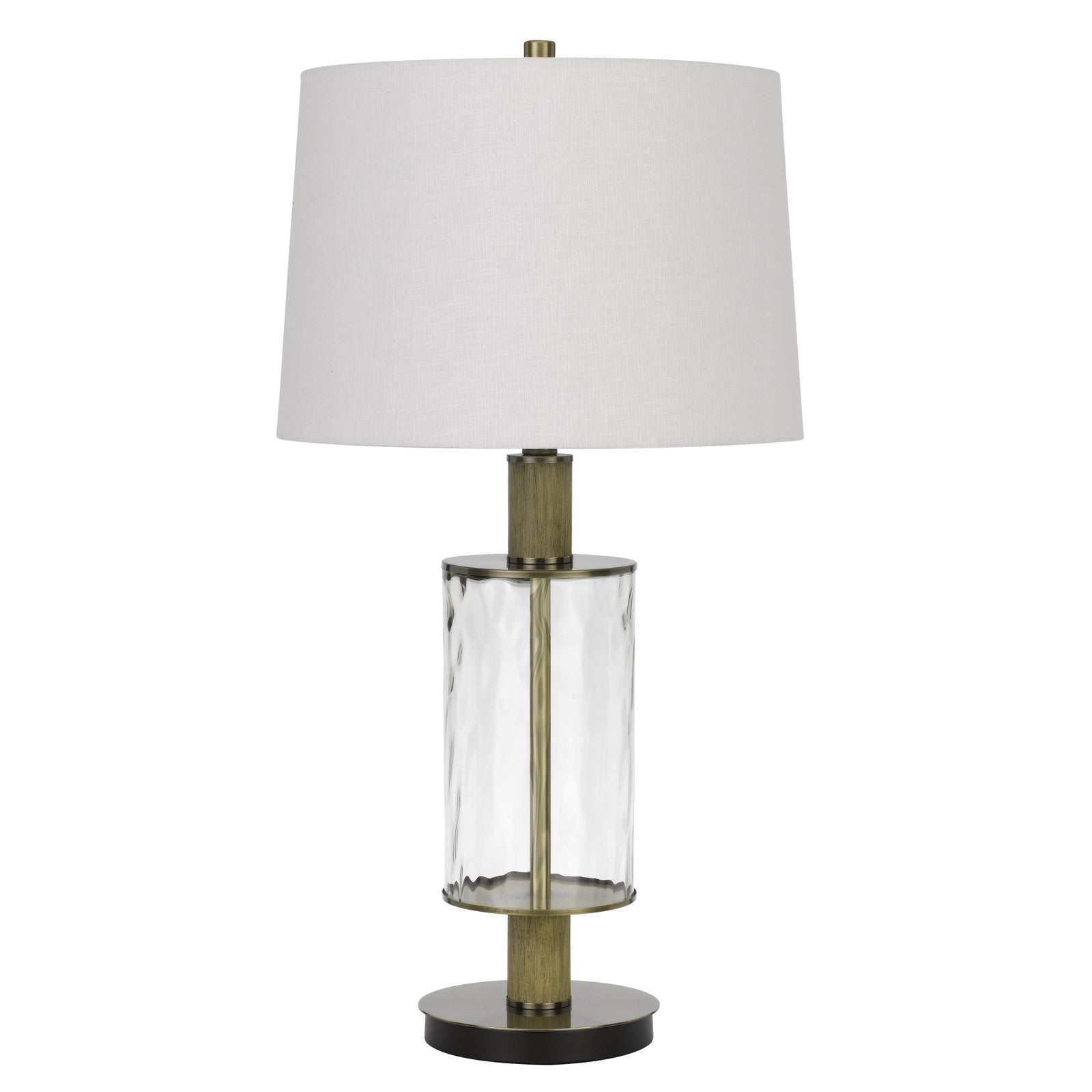 31" Clear Metal Table Lamp With White Empire Shade - Lighting