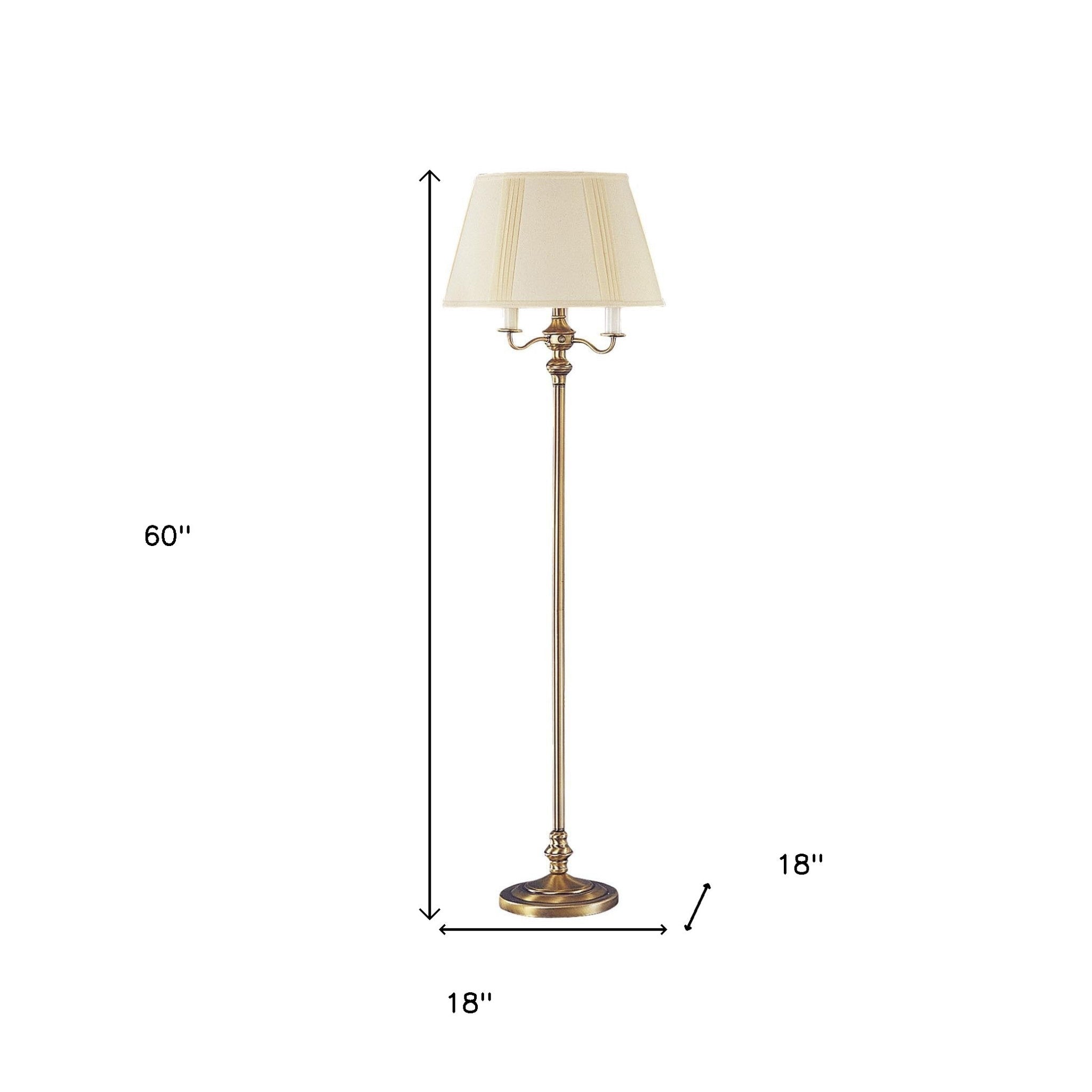 60" Bronze Four Light Traditional Shaped Floor Lamp With Beige Square Shade - Lighting
