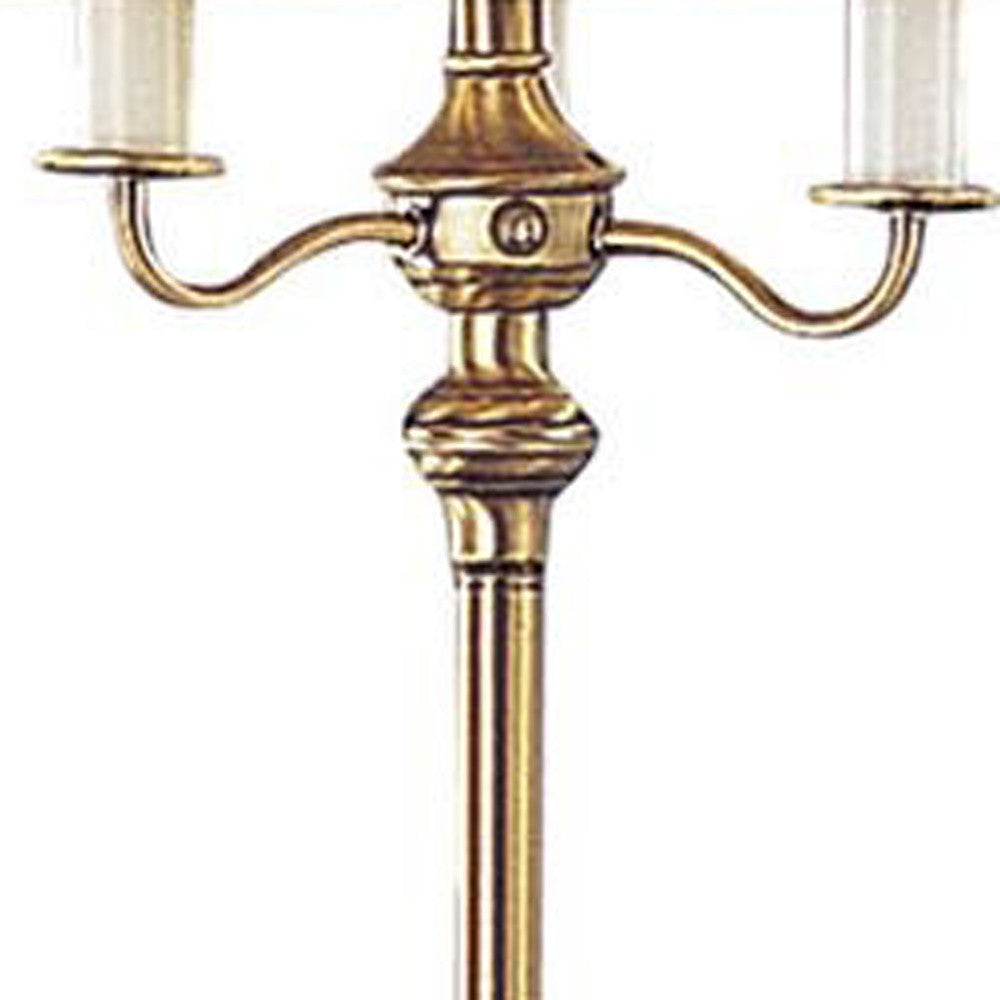 60" Bronze Four Light Traditional Shaped Floor Lamp With Beige Square Shade - Lighting