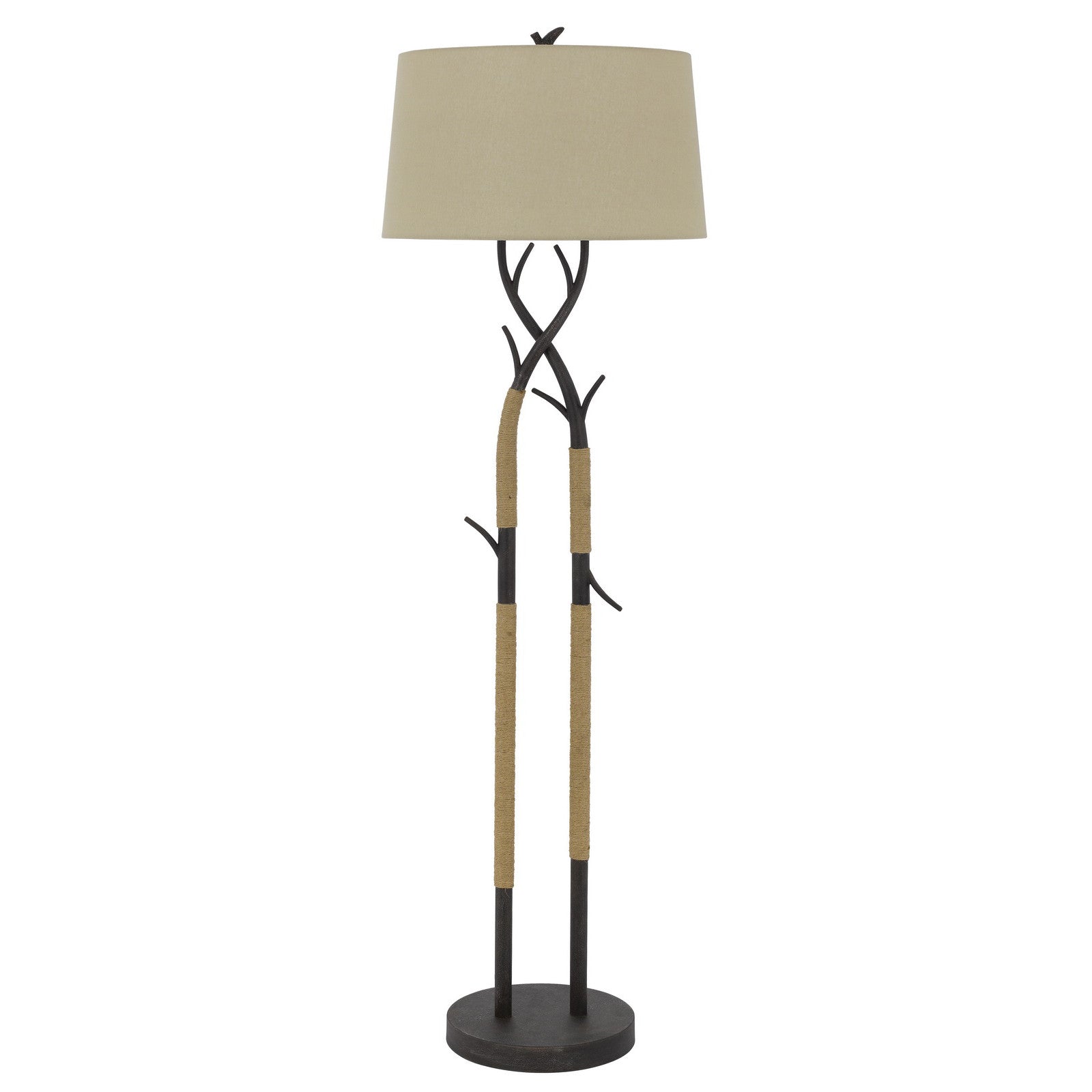 55" Black Traditional Shaped Floor Lamp With Tan Rectangular Shade - Lighting