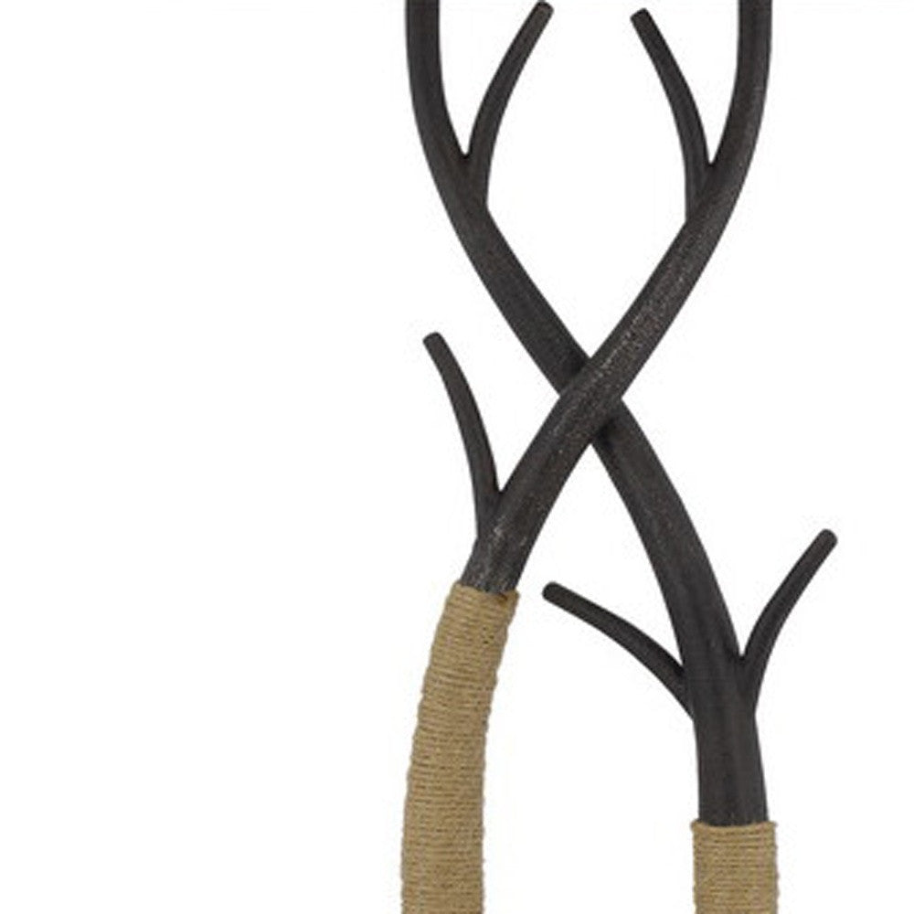 55" Black Traditional Shaped Floor Lamp With Tan Rectangular Shade - Lighting