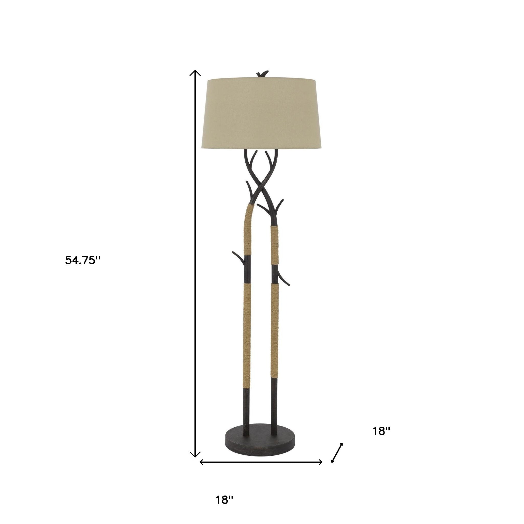 55" Black Traditional Shaped Floor Lamp With Tan Rectangular Shade - Lighting