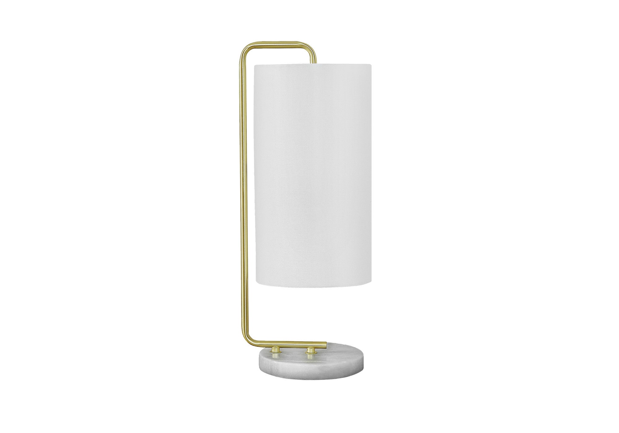 20" Gold and White Marble Round Arched Table Lamp With Ivory Drum Shade - Lighting