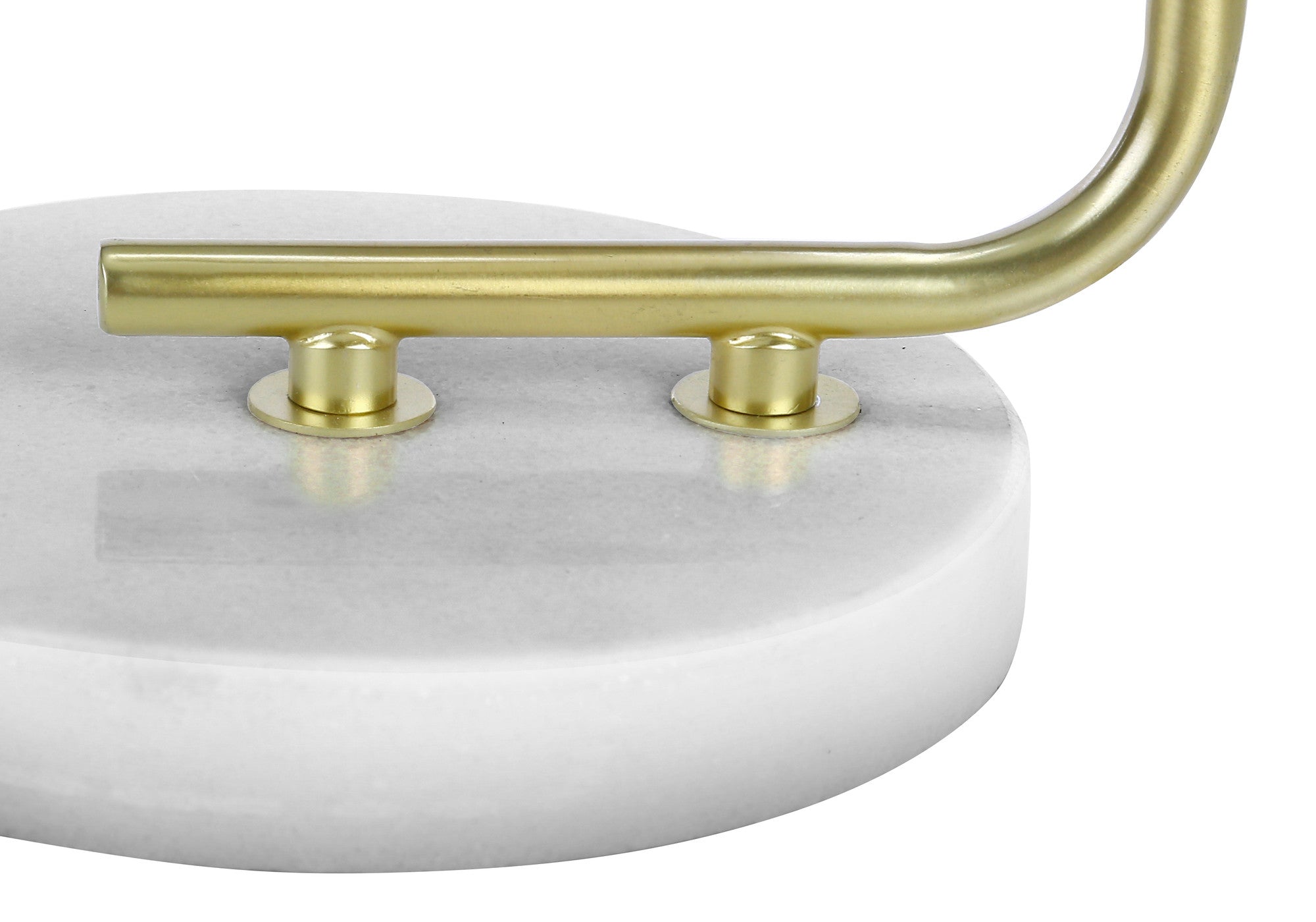 20" Gold and White Marble Round Arched Table Lamp With Ivory Drum Shade - Lighting
