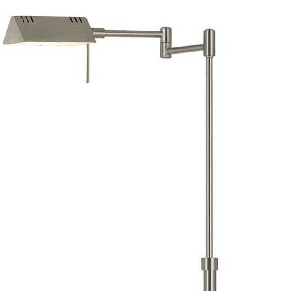 61" Nickel Metal Adjustable Swing Arm Floor Lamp With Gray Shade - Lighting