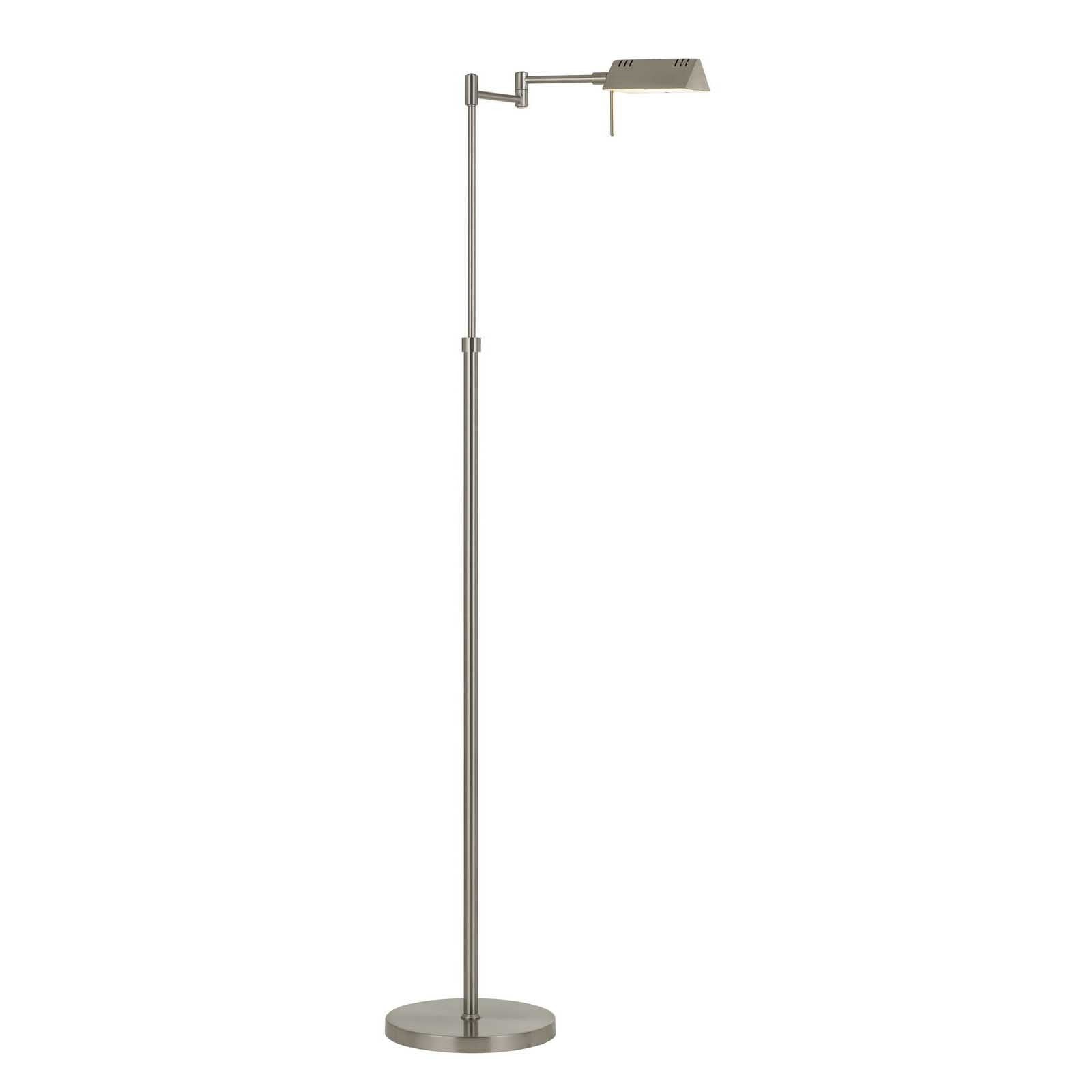 61" Nickel Metal Adjustable Swing Arm Floor Lamp With Gray Shade - Lighting