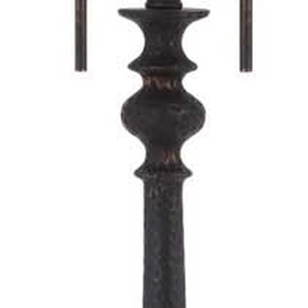 63" Rust Two Light Floor Lamp With Beige Fabric Square Shade - Lighting