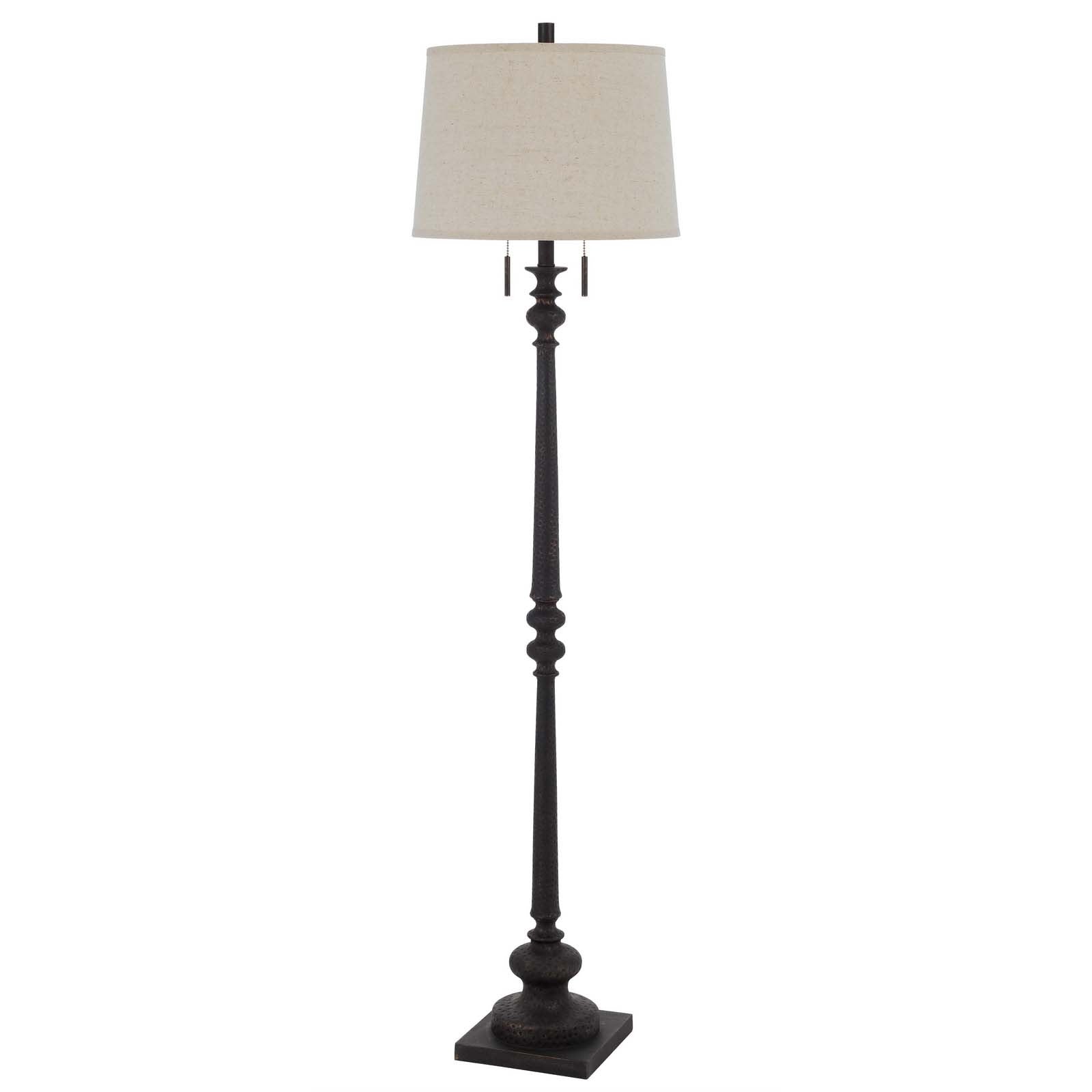 63" Rust Two Light Floor Lamp With Beige Fabric Square Shade - Lighting