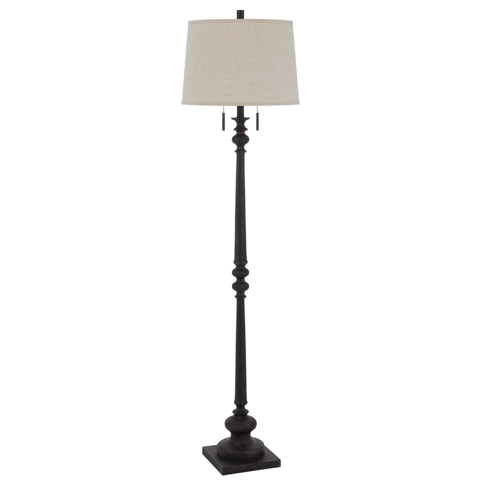 63" Rust Two Light Floor Lamp With Beige Fabric Square Shade - Lighting