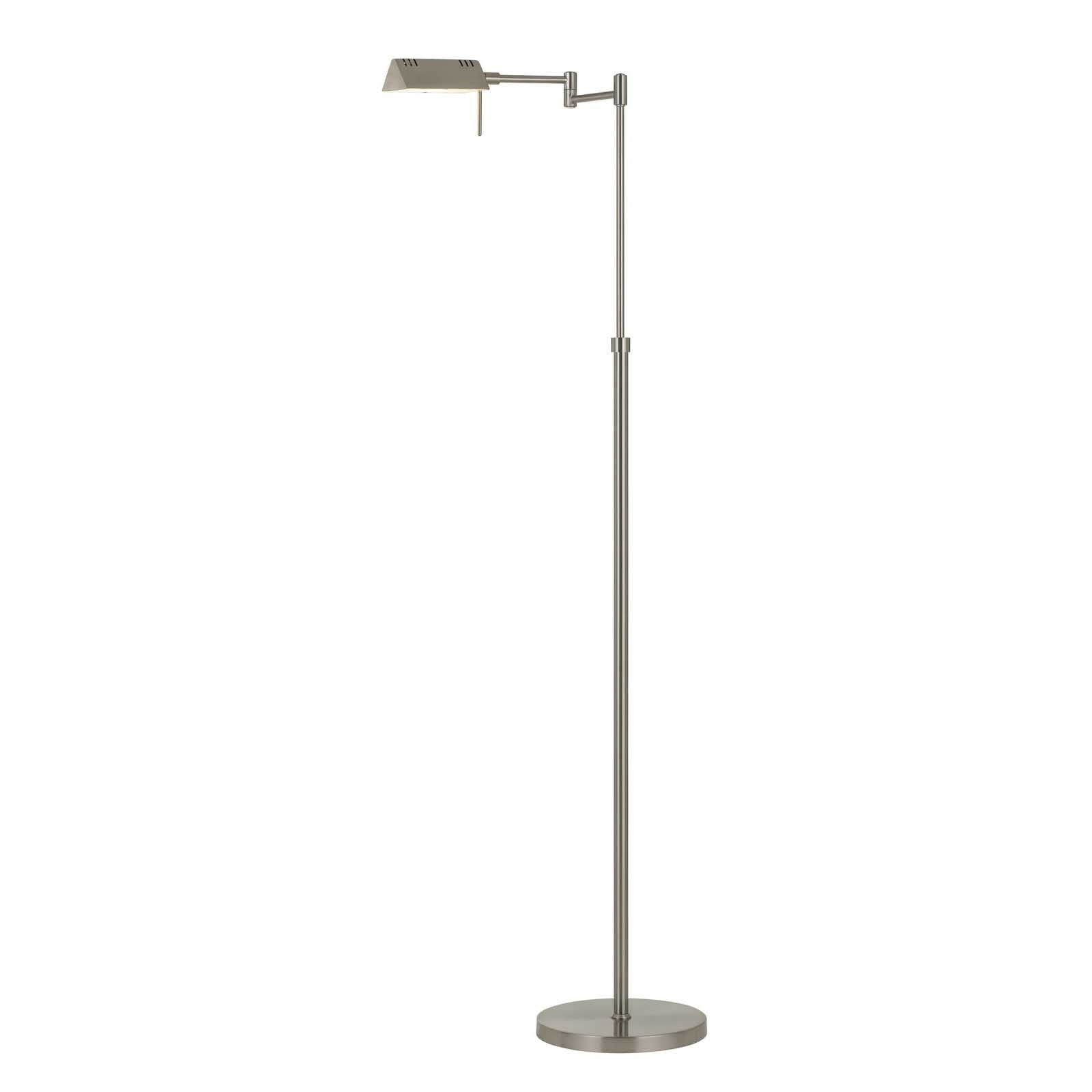61" Nickel Metal Adjustable Swing Arm Floor Lamp With Gray Shade - Lighting