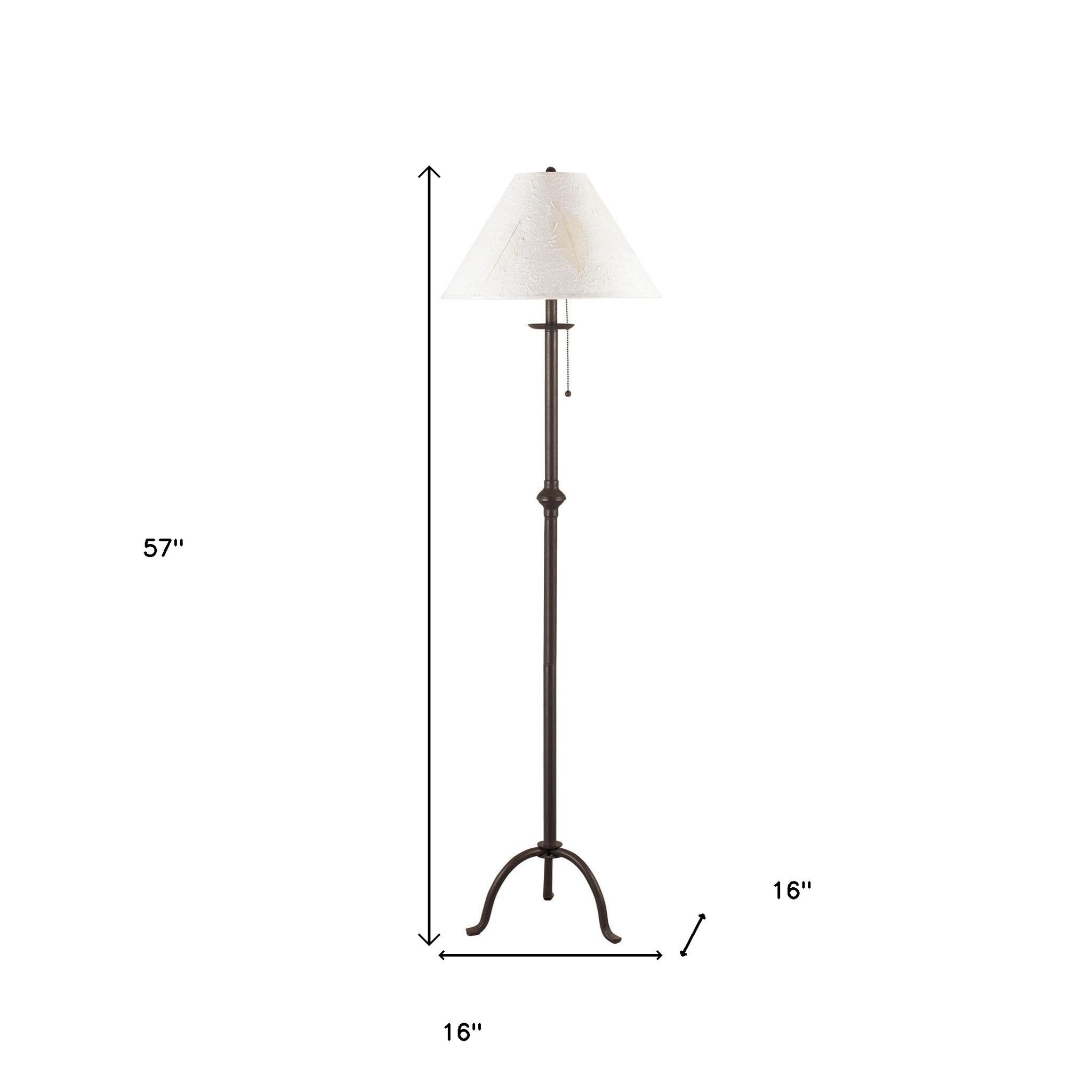57" Black Traditional Shaped Floor Lamp With White Empire Shade - Lighting