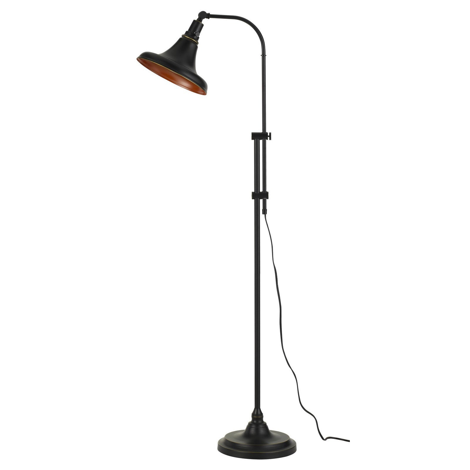 58" Bronze Metal Adjustable Floor Lamp With Bronze Metal Dome Shade - Lighting