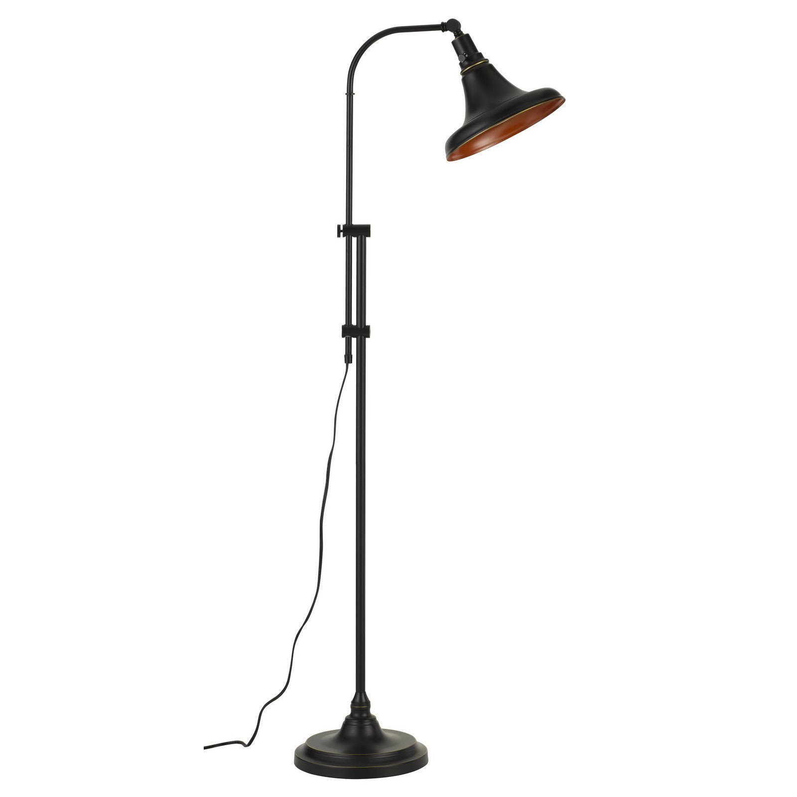58" Bronze Metal Adjustable Floor Lamp With Bronze Metal Dome Shade - Lighting