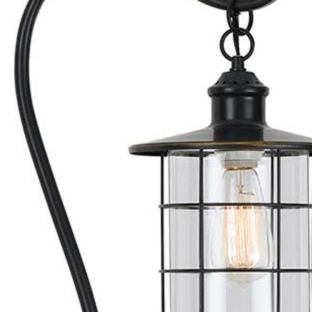 60" Antiqued Bronze Lantern Style Floor Lamp With Glass and Metal Shade - Lighting | blocked-missing-media,…