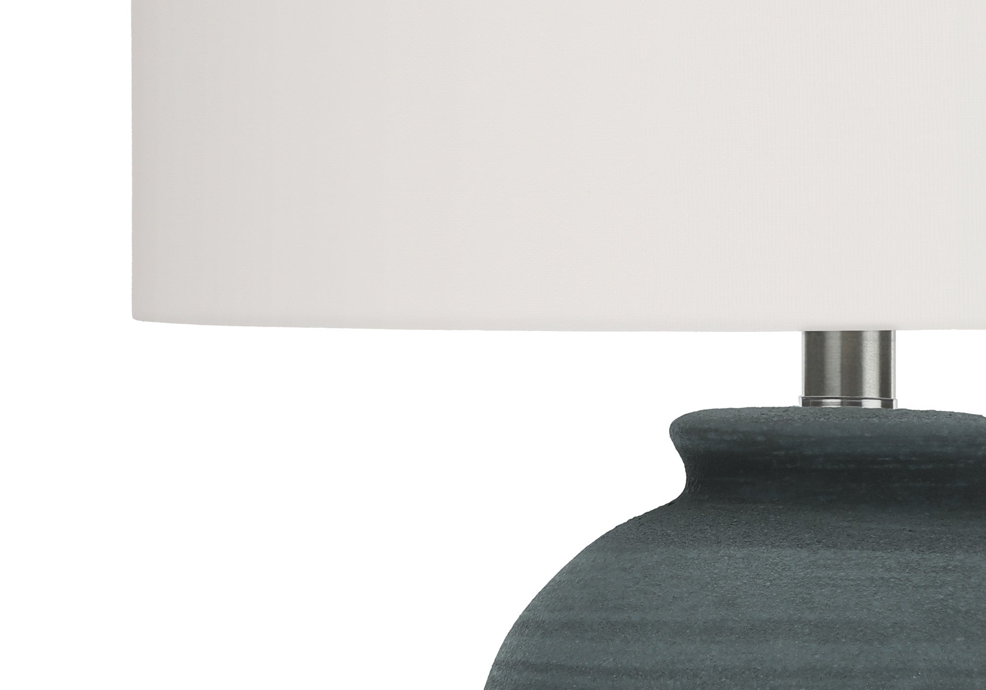 24" Blue and Silver Ceramic Round Table Lamp With Ivory Drum Shade - Lighting