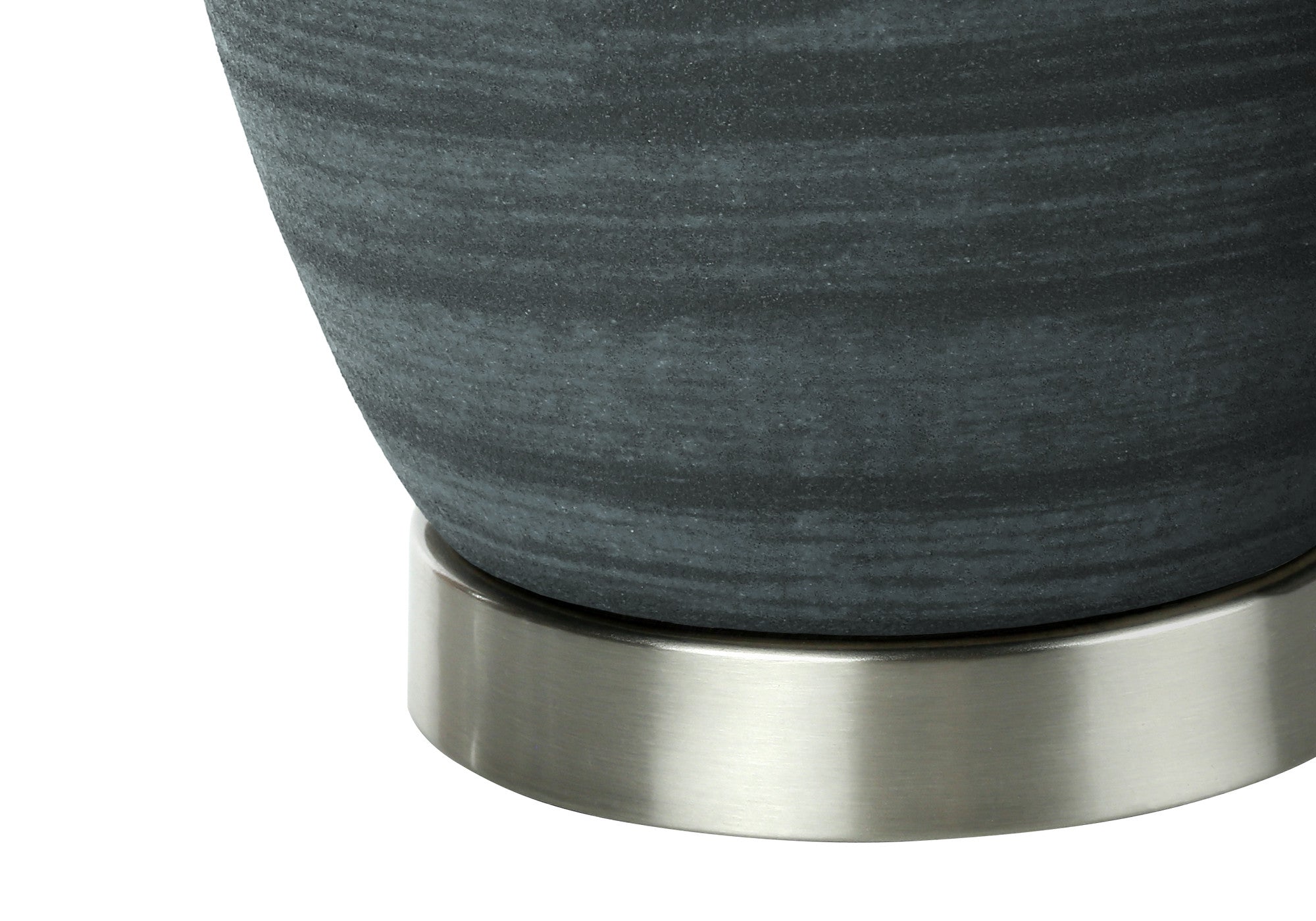 24" Blue and Silver Ceramic Round Table Lamp With Ivory Drum Shade - Lighting