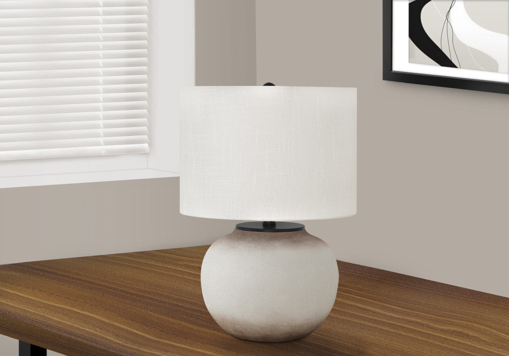 21" Cream Ceramic Round Table Lamp With Cream Drum Shade - Lighting
