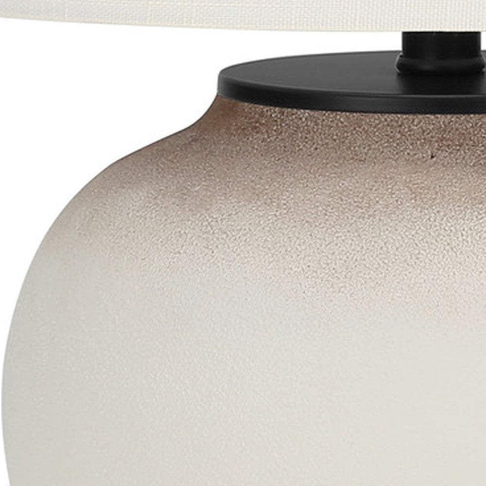 21" Cream Ceramic Round Table Lamp With Cream Drum Shade - Lighting