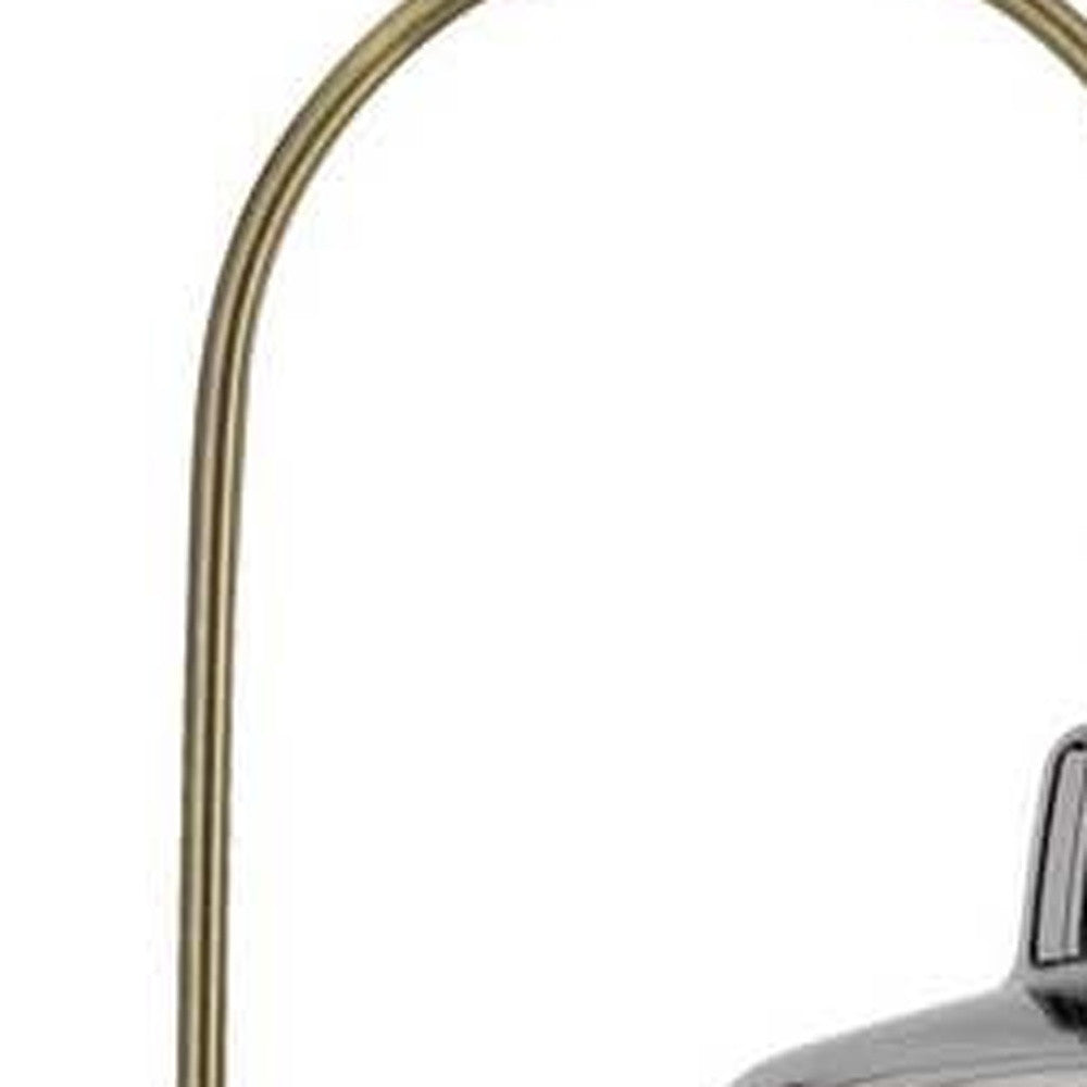61" Brass Adjustable Arc Floor Lamp With Antiqued Brass Mirrored Glass Novelty Shade - Lighting