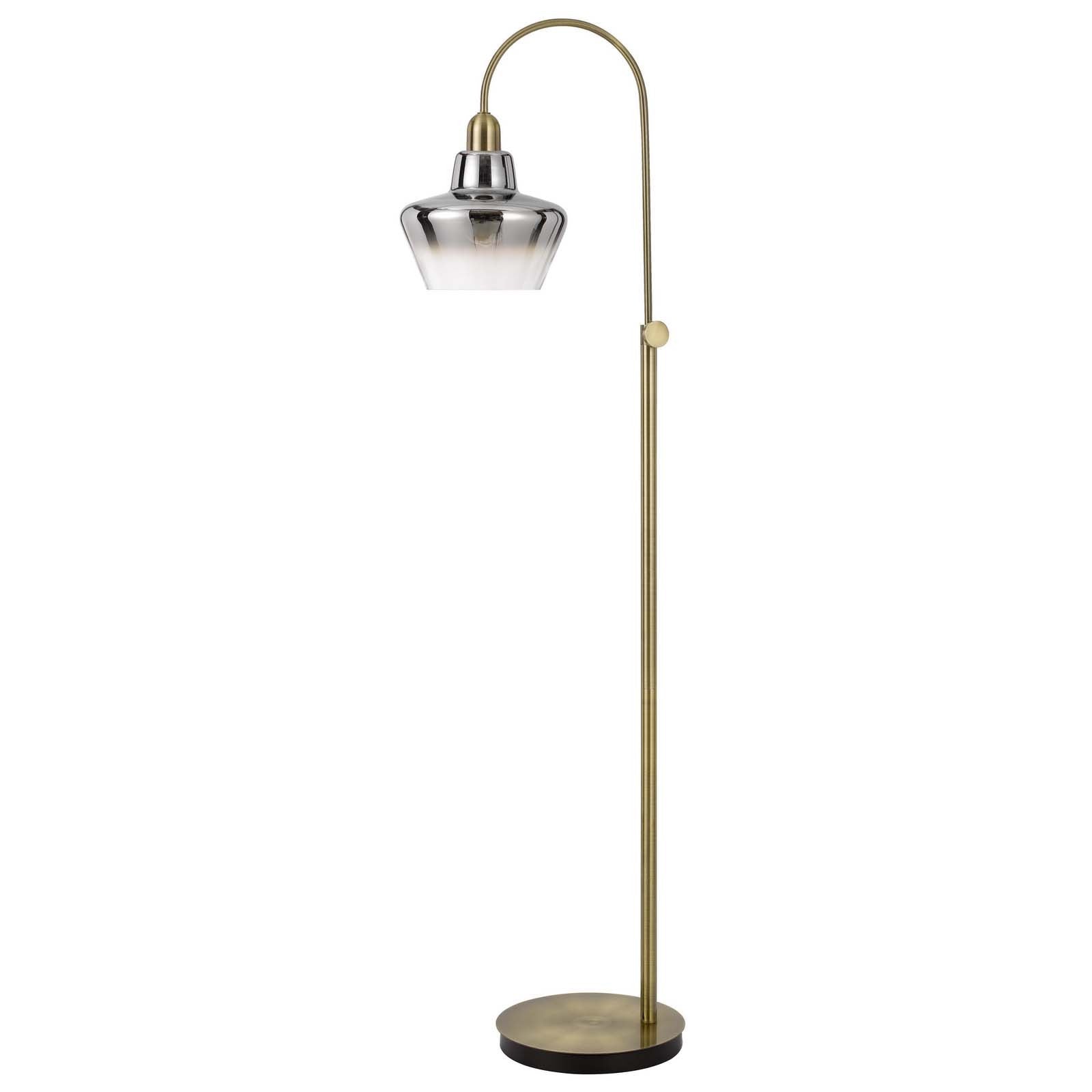 61" Brass Adjustable Arc Floor Lamp With Antiqued Brass Mirrored Glass Novelty Shade - Lighting