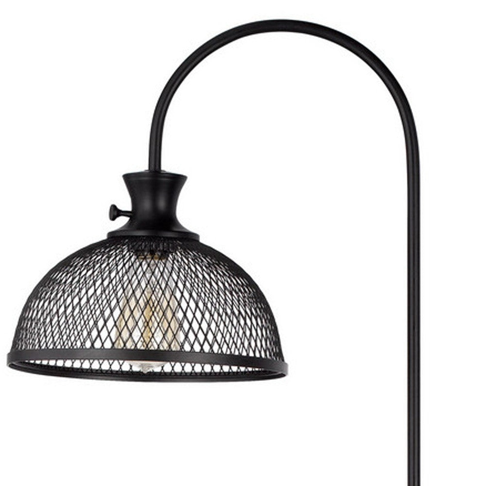 61" Black Adjustable Traditional Shaped Floor Lamp With Bronze Dome Shade - Lighting