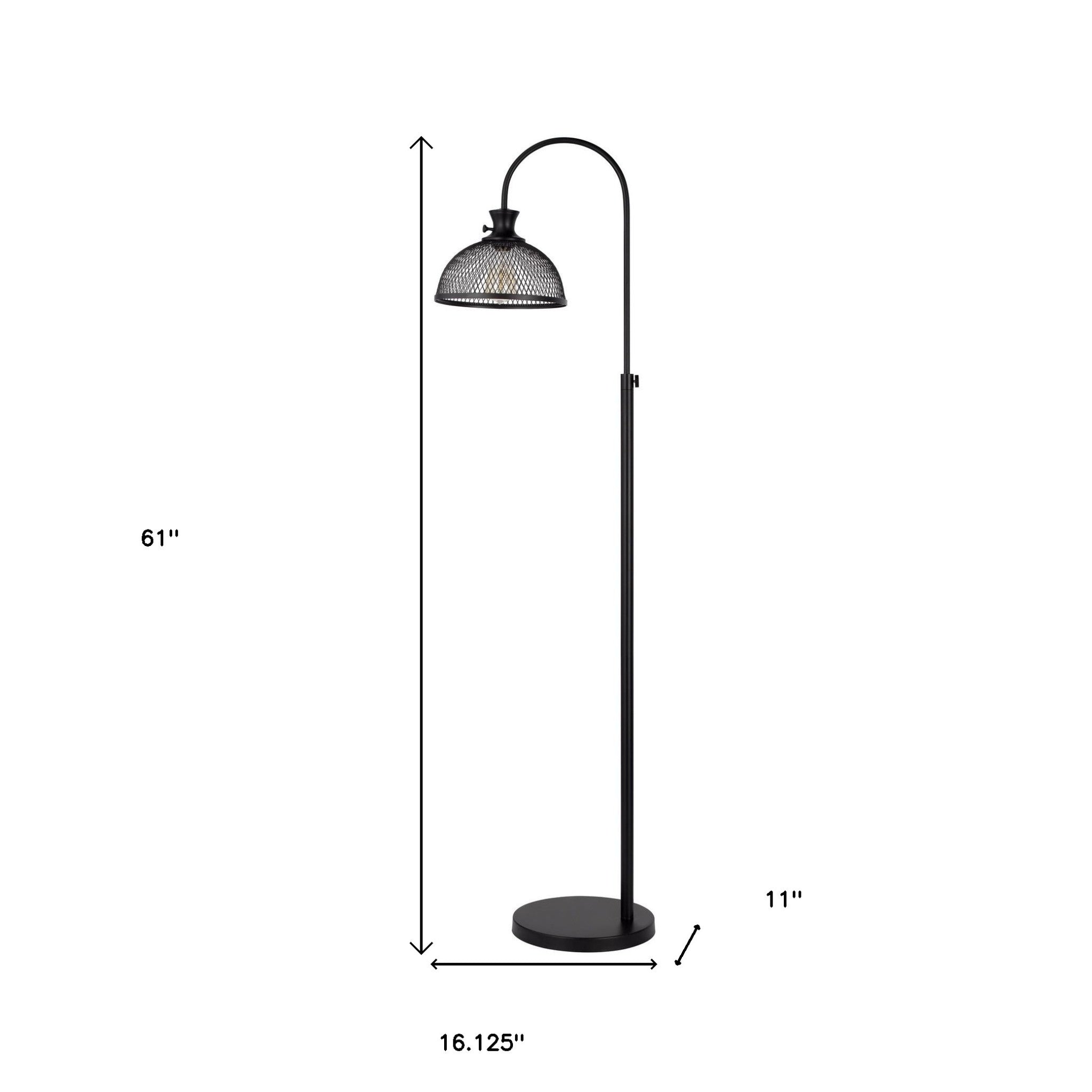 61" Black Adjustable Traditional Shaped Floor Lamp With Bronze Dome Shade - Lighting