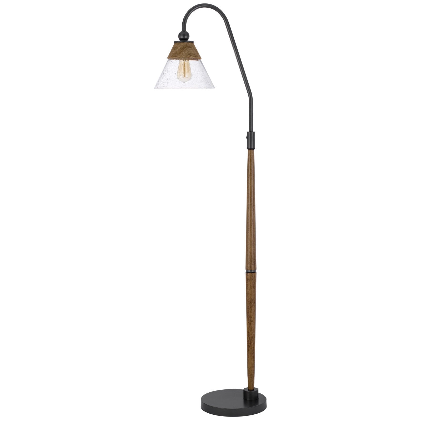 71" Brown Traditional Shaped Floor Lamp With Clear Transparent Glass Empire Shade - Lighting