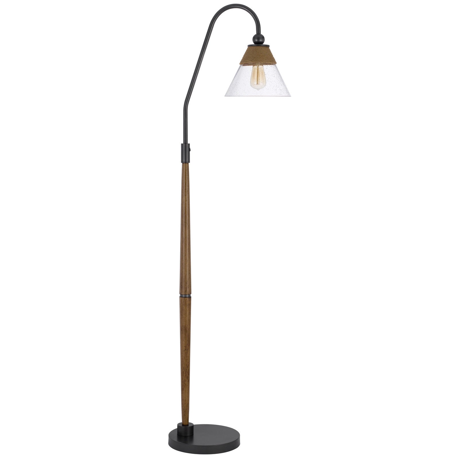 71" Brown Traditional Shaped Floor Lamp With Clear Transparent Glass Empire Shade - Lighting