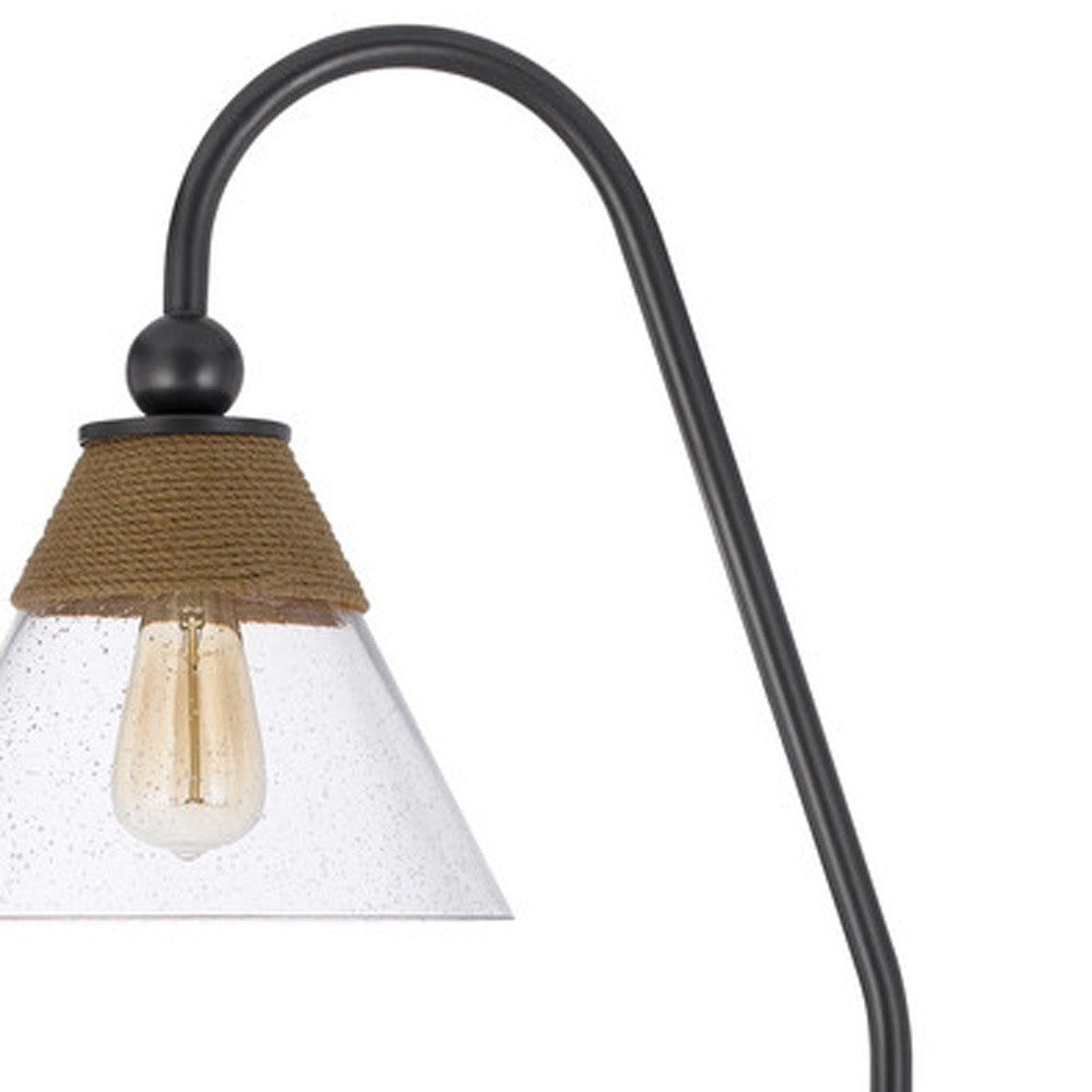 71" Brown Traditional Shaped Floor Lamp With Clear Transparent Glass Empire Shade - Lighting