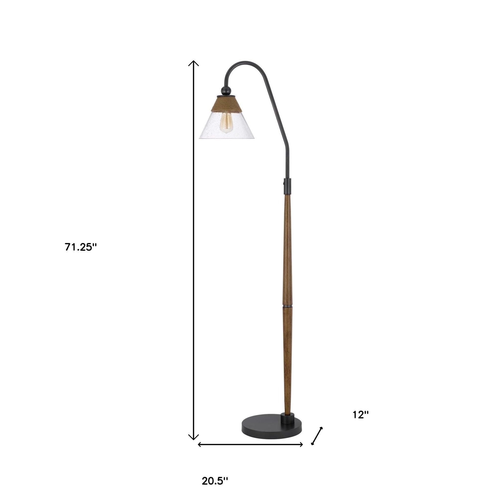 71" Brown Traditional Shaped Floor Lamp With Clear Transparent Glass Empire Shade - Lighting