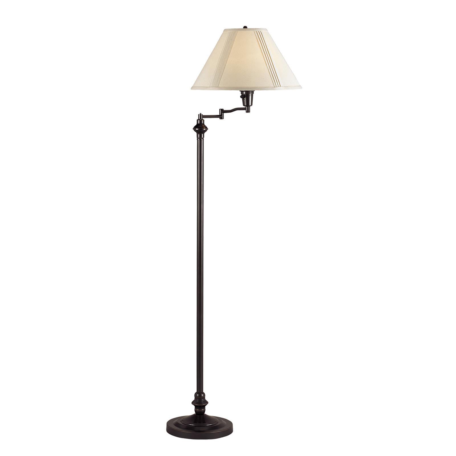 59" Bronze Swing Arm Floor Lamp With Beige Empire Shade - Lighting
