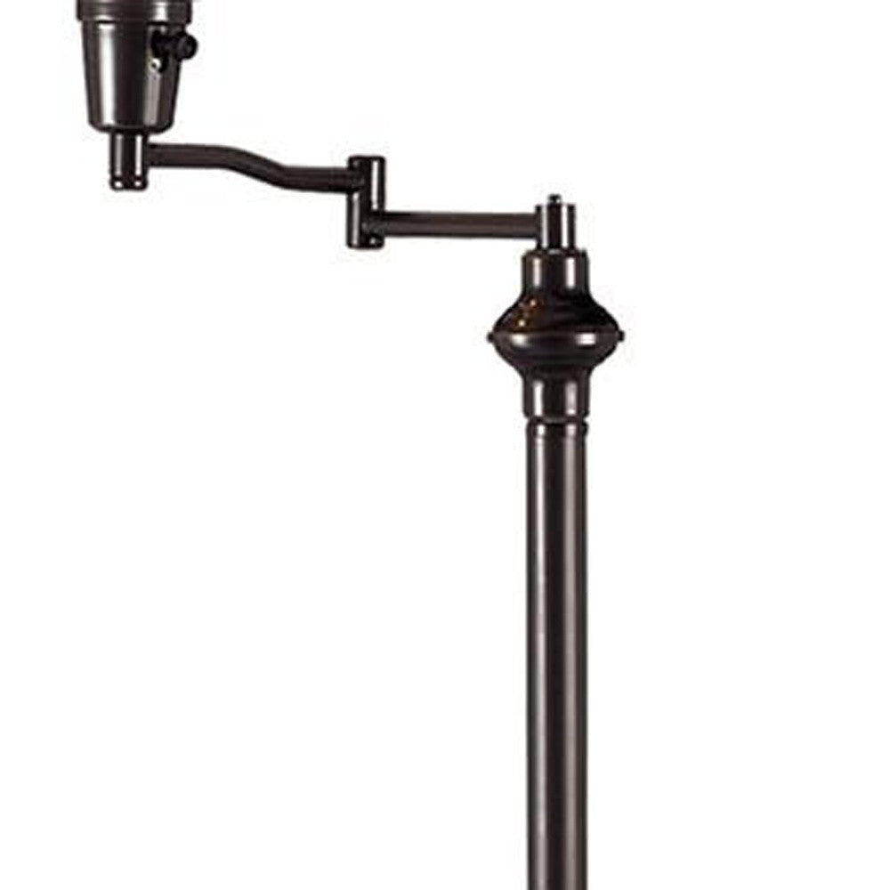 59" Bronze Swing Arm Floor Lamp With Beige Empire Shade - Lighting
