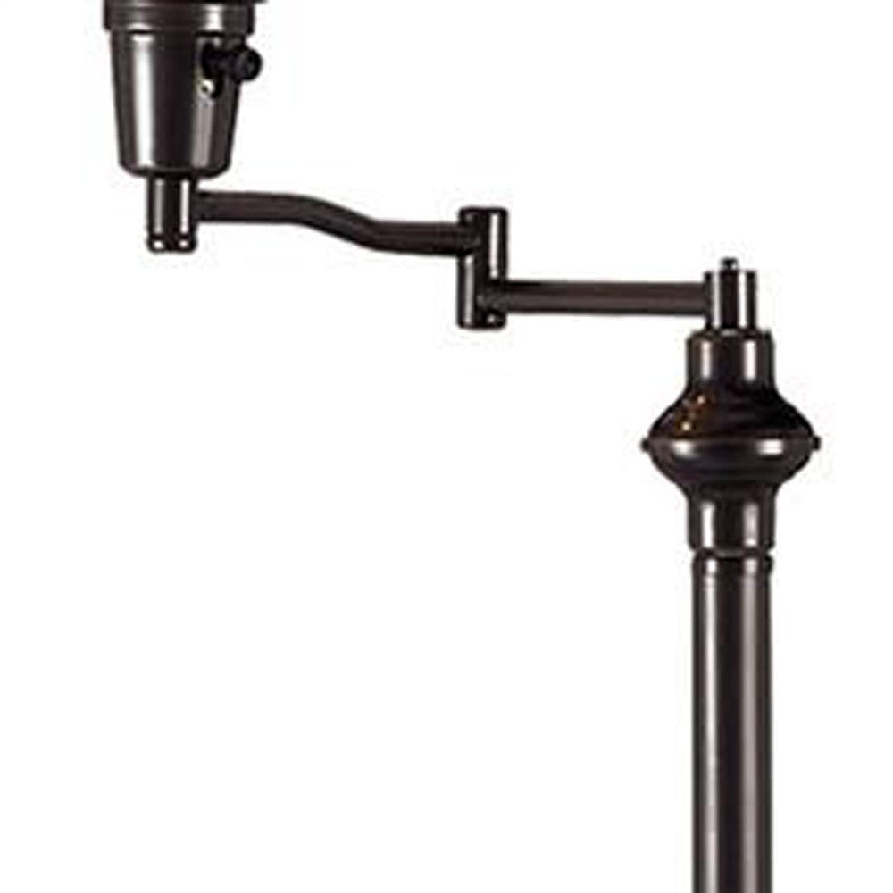 59" Bronze Swing Arm Floor Lamp With Beige Empire Shade - Lighting