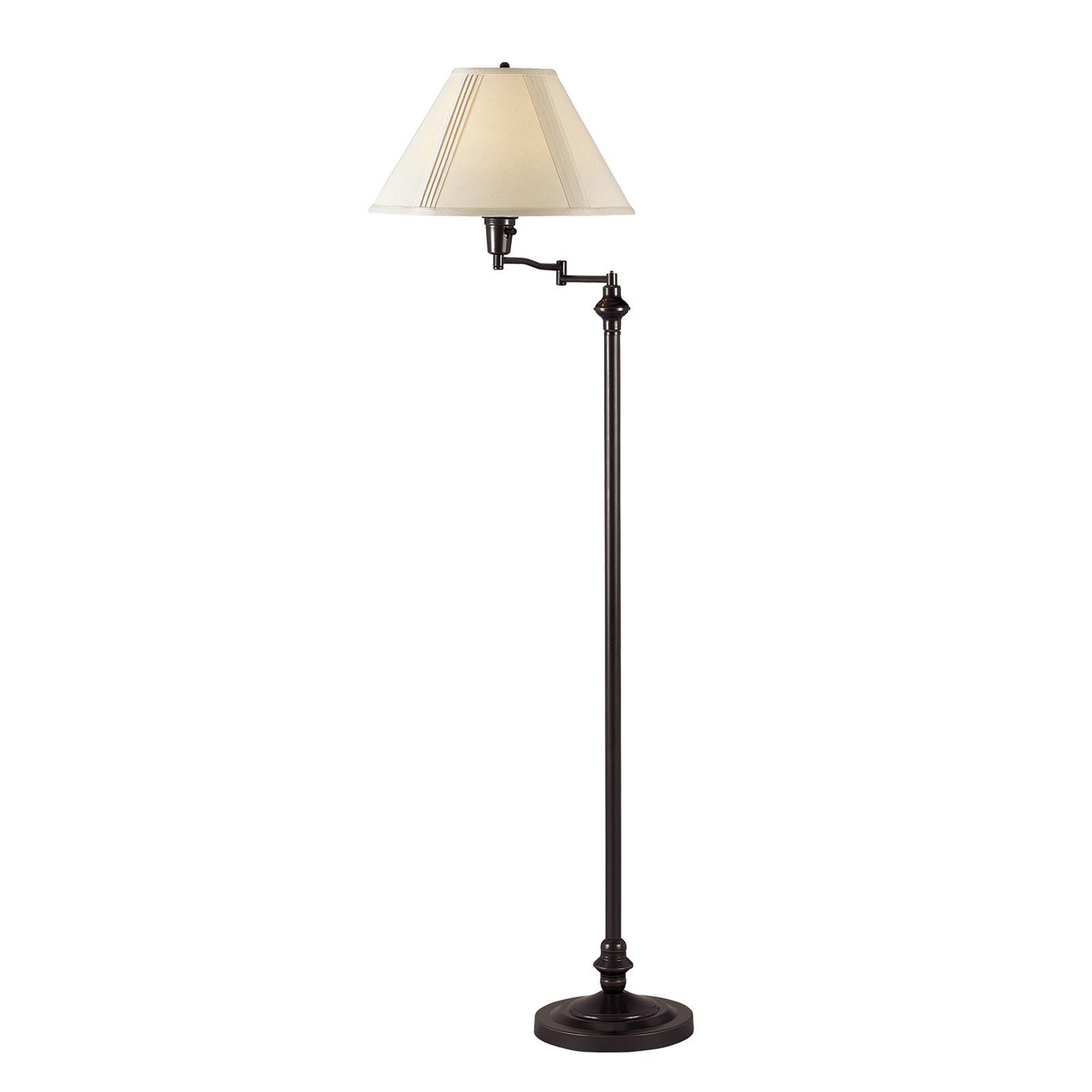 59" Bronze Swing Arm Floor Lamp With Beige Empire Shade - Lighting