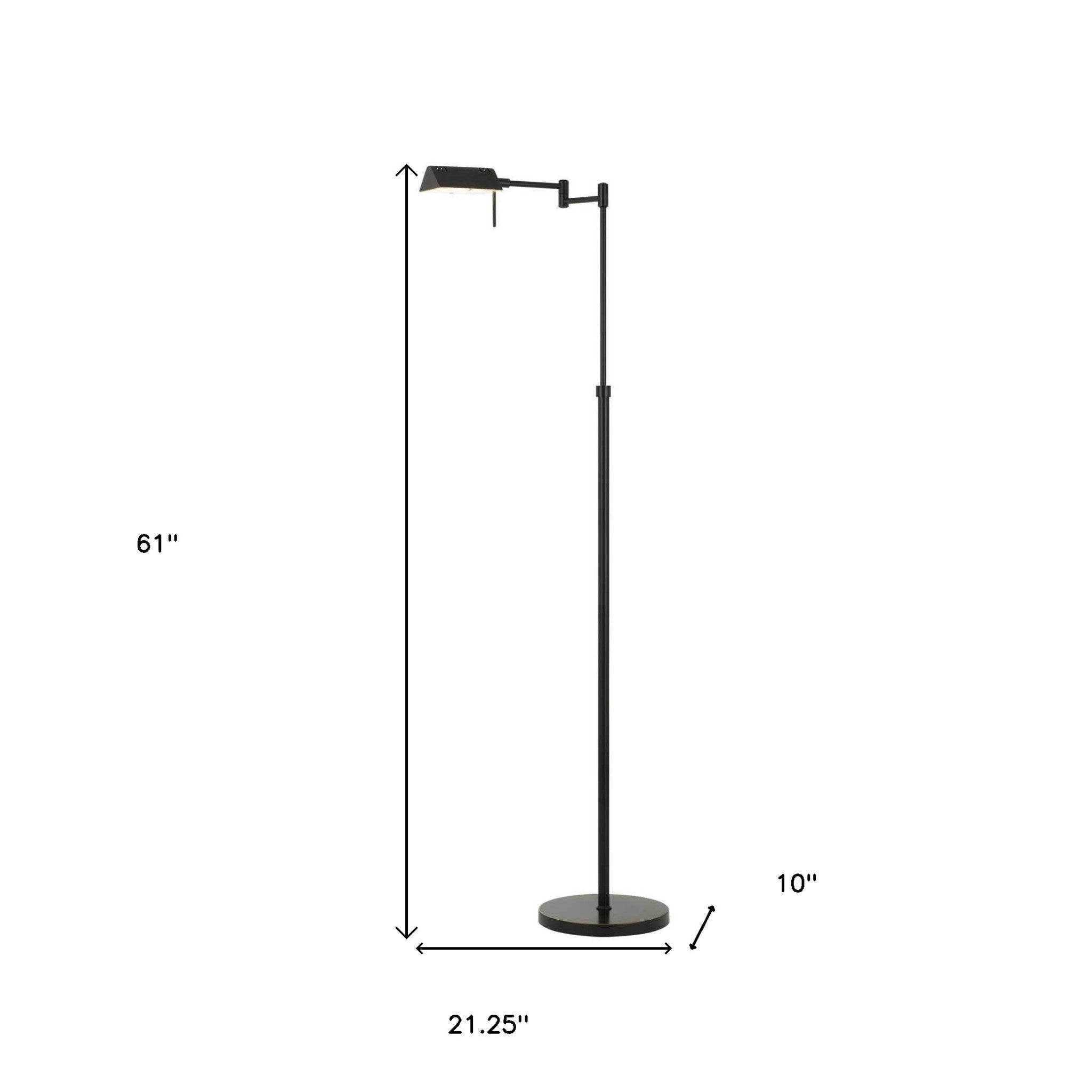 61" Bronze Adjustable Swing Arm Floor Lamp - Lighting