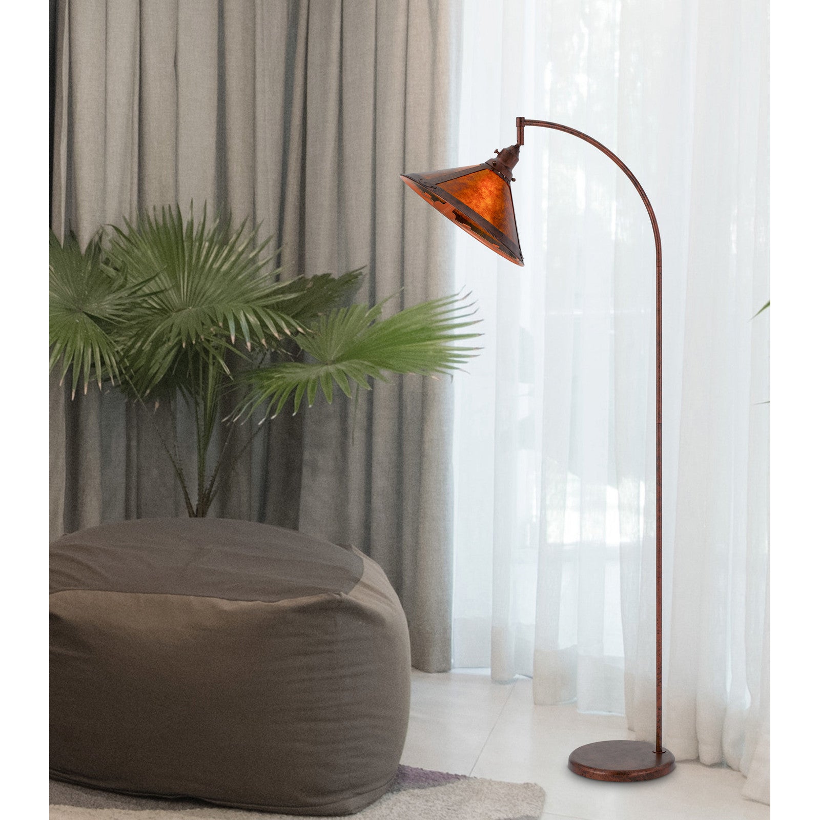 65" Rusted Traditional Shaped Floor Lamp With Rust Empire Shade - Lighting