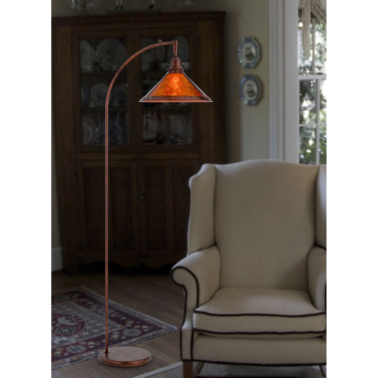65" Rusted Traditional Shaped Floor Lamp With Rust Empire Shade - Lighting