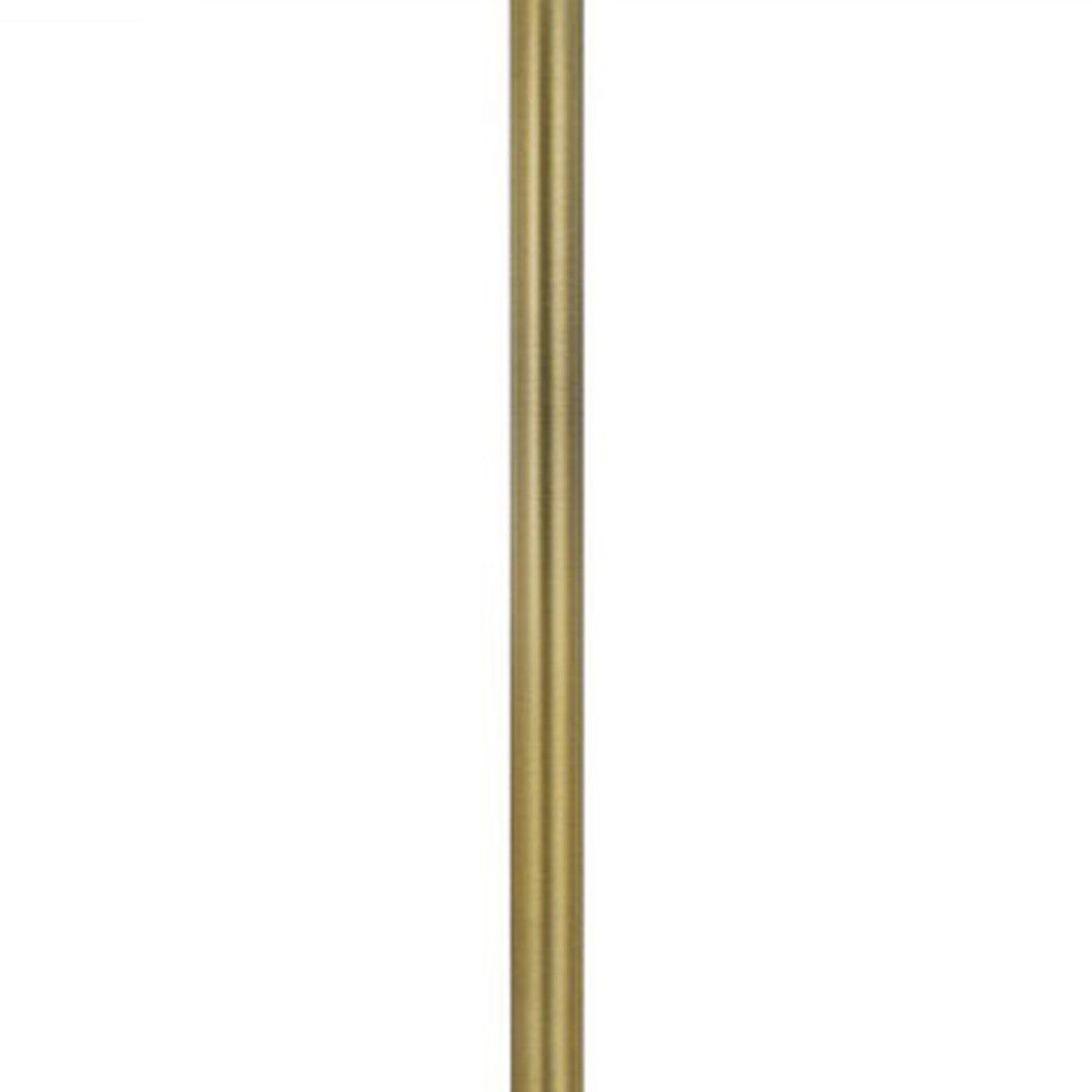 62" Brass Tray Table Floor Lamp With White Square Shade - Lighting