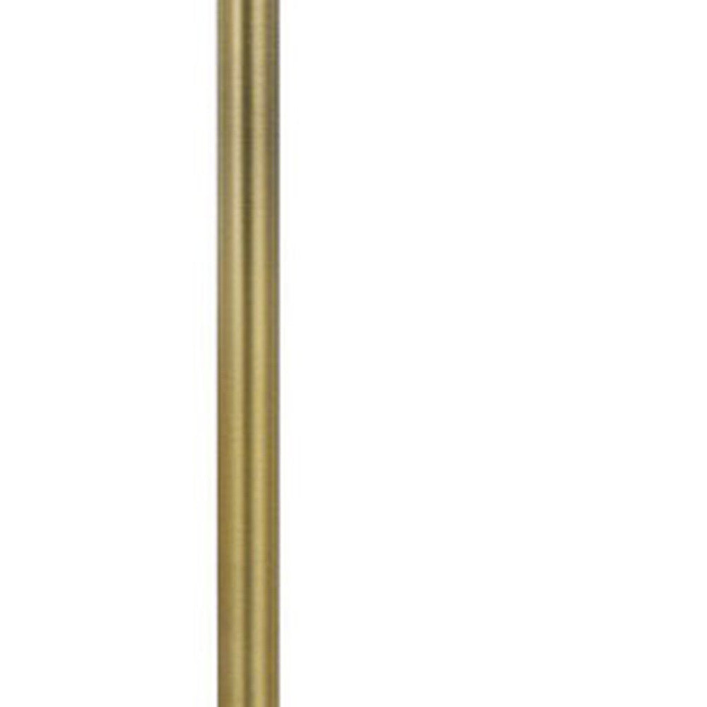 62" Brass Tray Table Floor Lamp With White Square Shade - Lighting