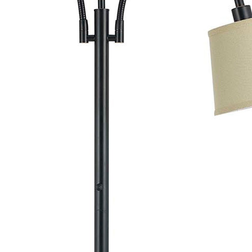 65" Bronze Two Light Traditional Shaped Floor Lamp With Tan Square Shade - Lighting