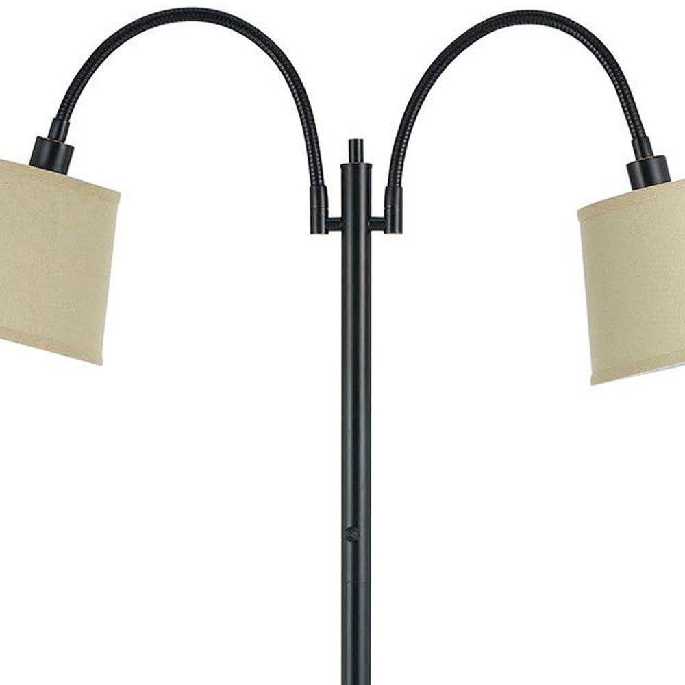 65" Bronze Two Light Traditional Shaped Floor Lamp With Tan Square Shade - Lighting