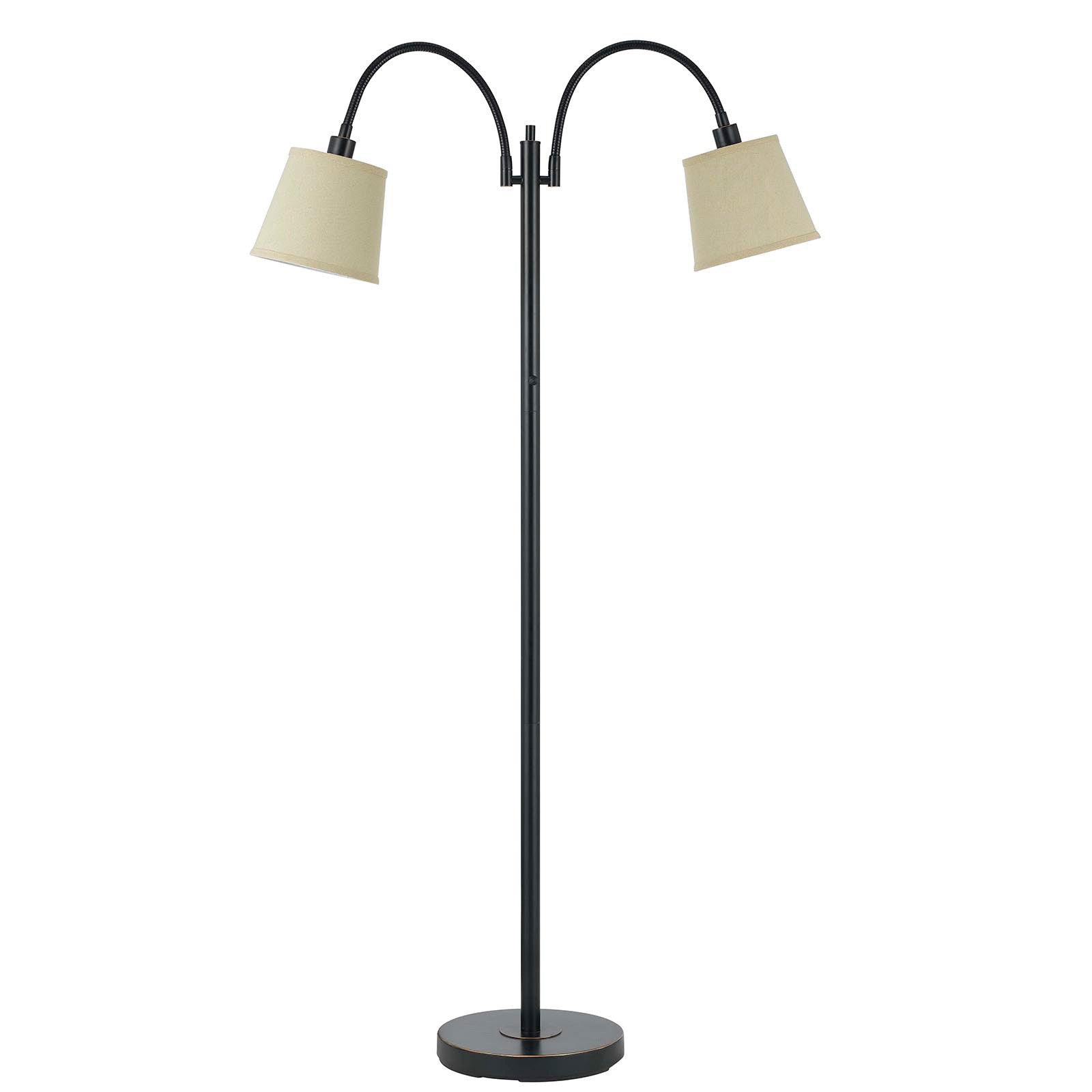 65" Bronze Two Light Traditional Shaped Floor Lamp With Tan Square Shade - Lighting