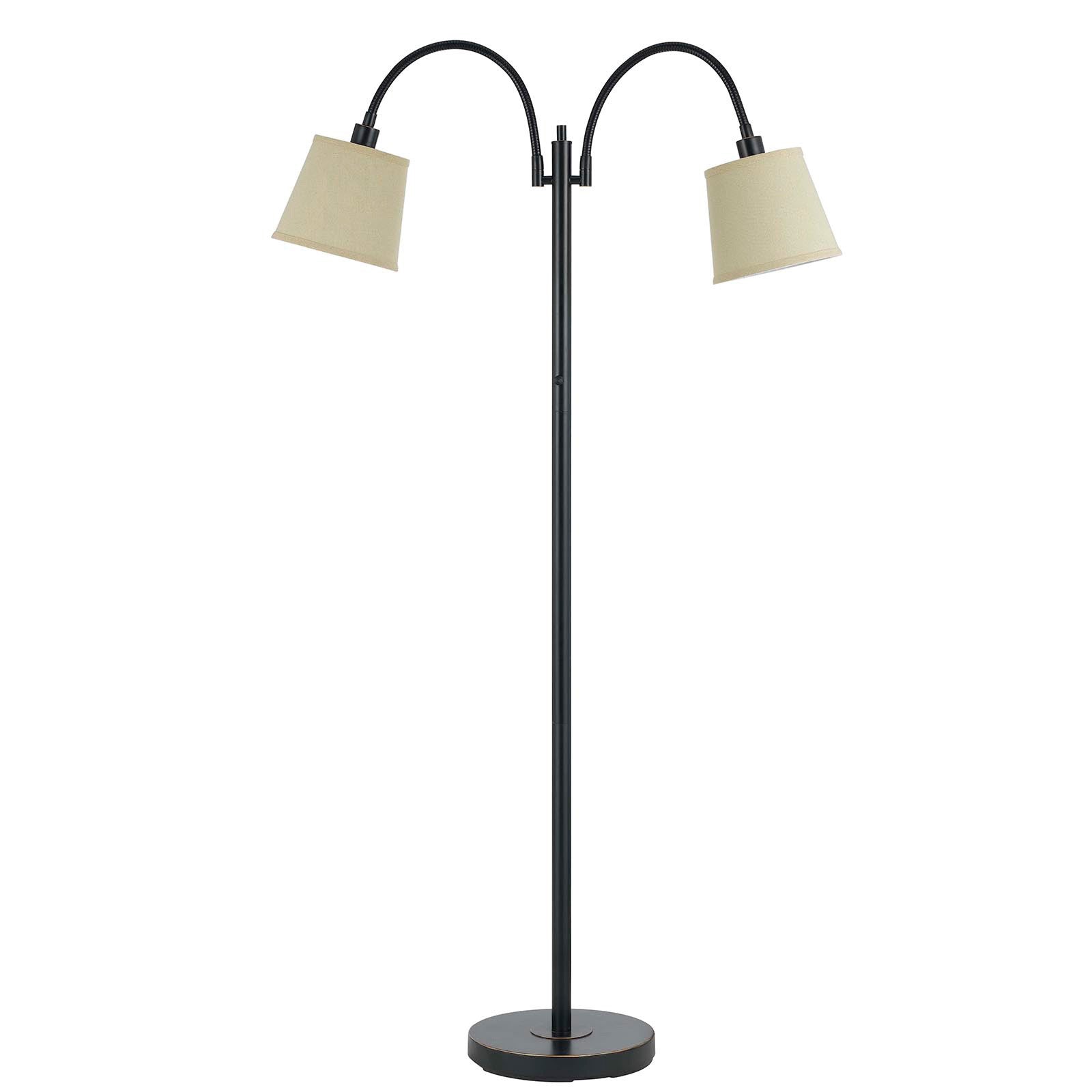 65" Bronze Two Light Traditional Shaped Floor Lamp With Tan Square Shade - Lighting