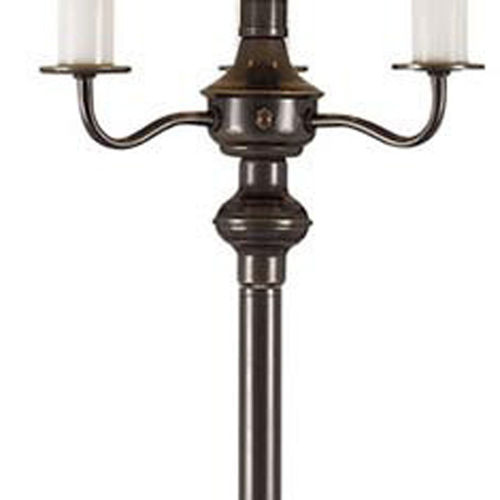60" Bronze Metal Four Light Floor Lamp With Beige Fabric Square Shade - Lighting