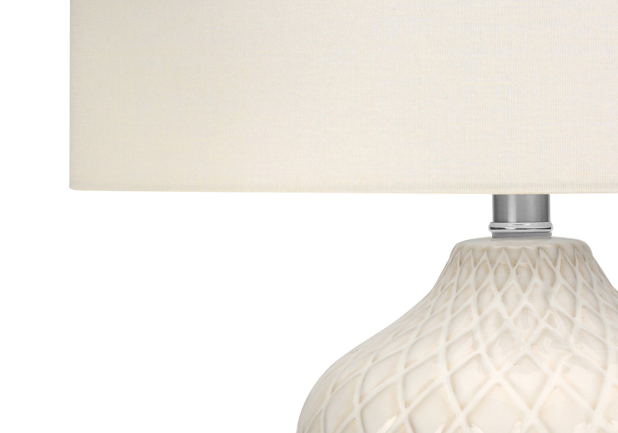 25" Cream Ceramic Urn Table Lamp With Cream Drum Shade - Lighting